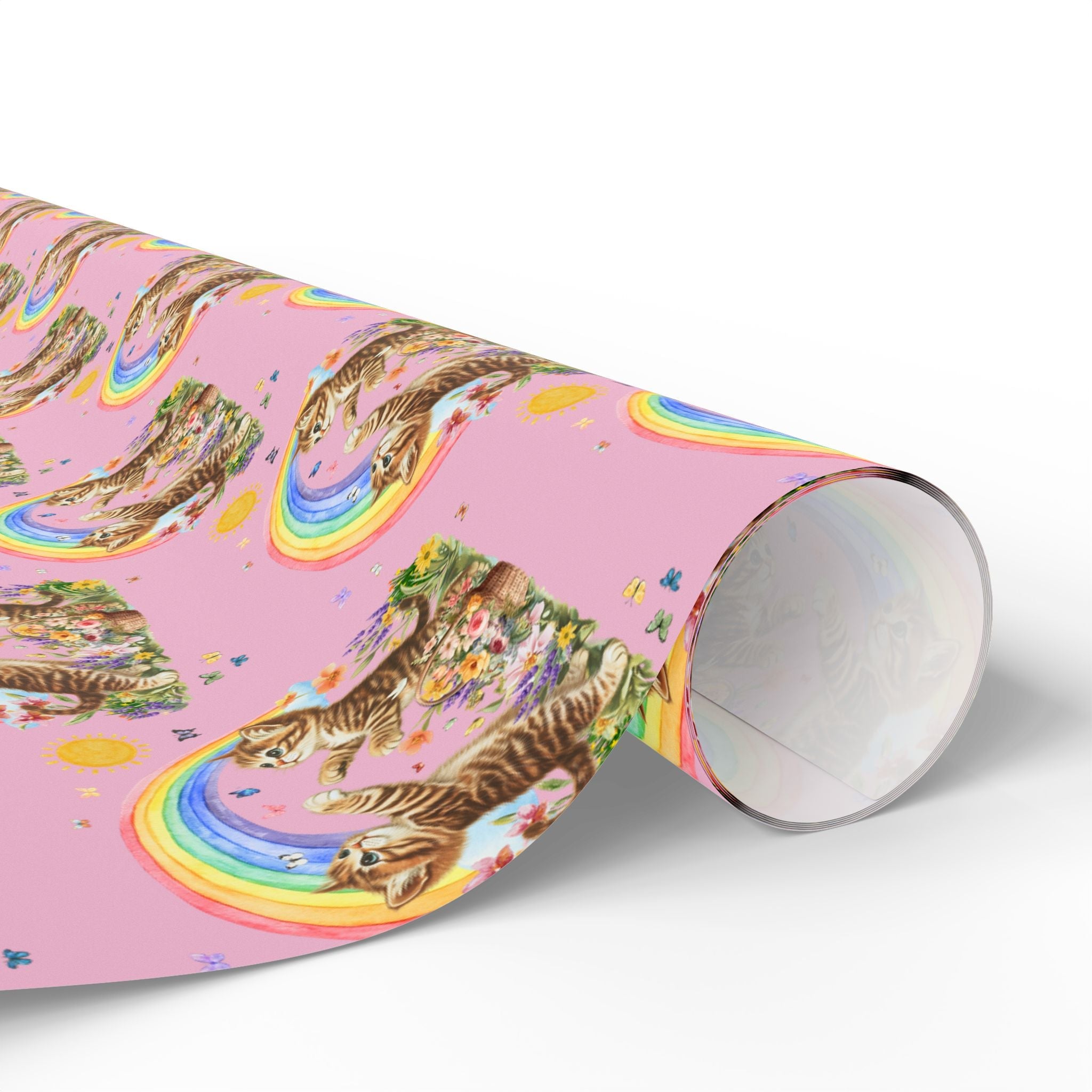 Floral Kitten Wrapping Paper - Opal and June
