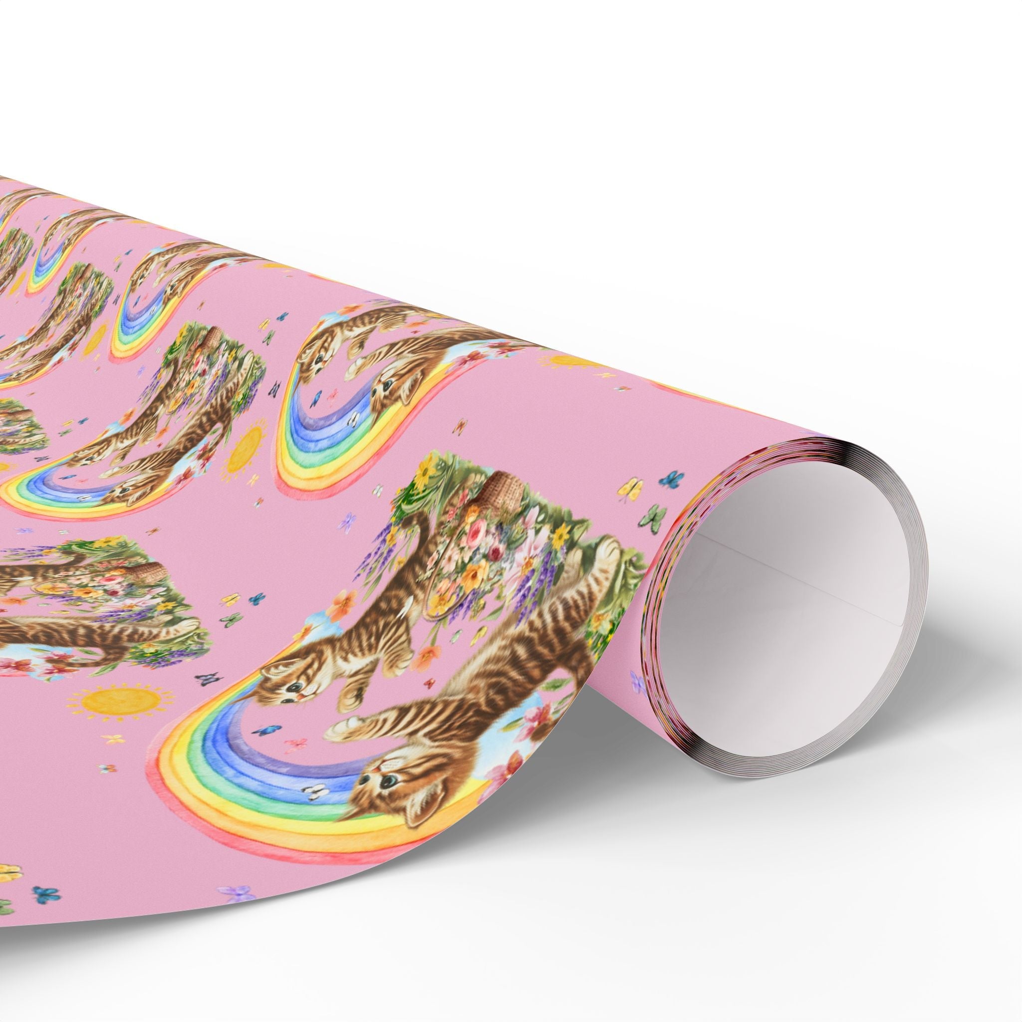 Floral Kitten Wrapping Paper - Opal and June