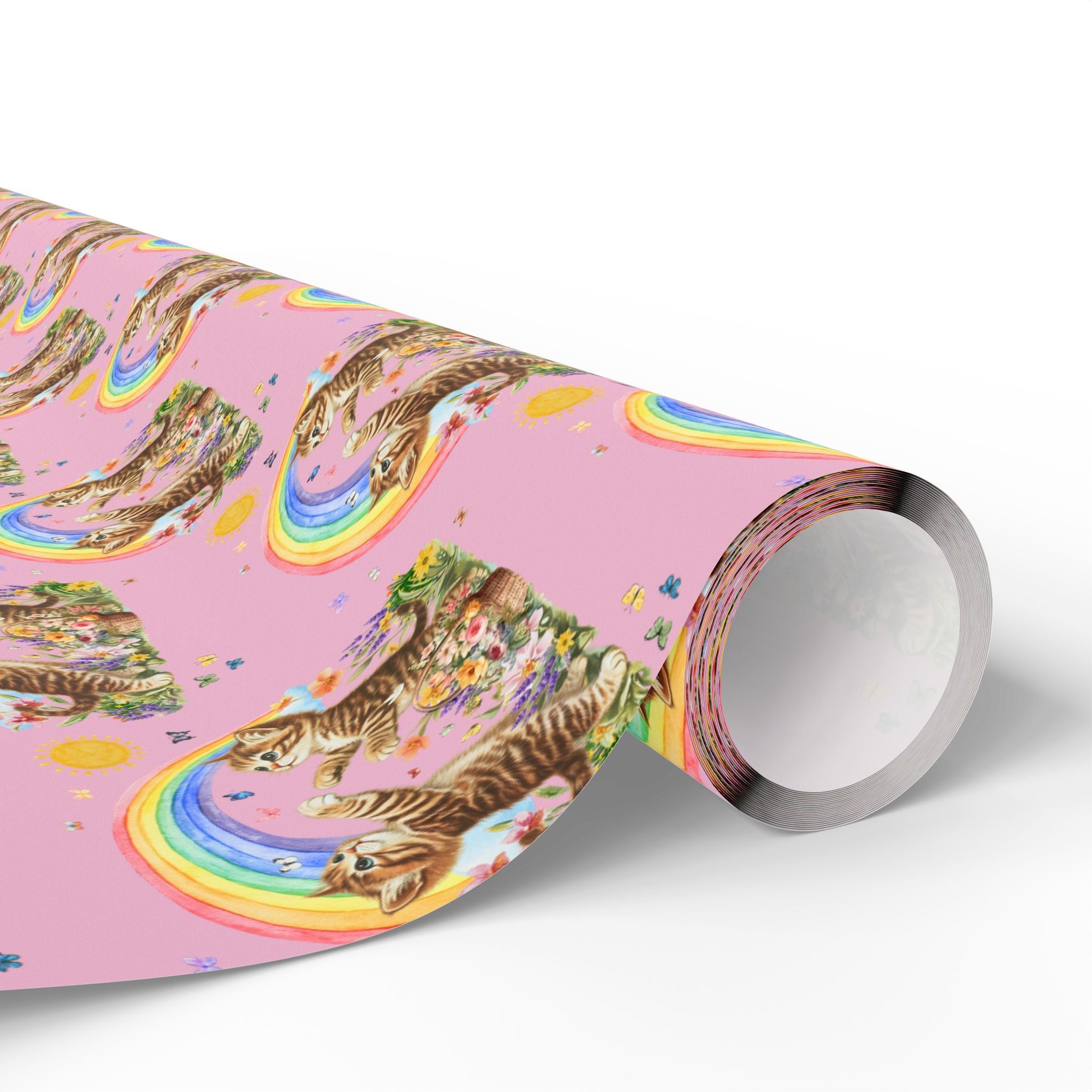 Floral Kitten Wrapping Paper - Opal and June