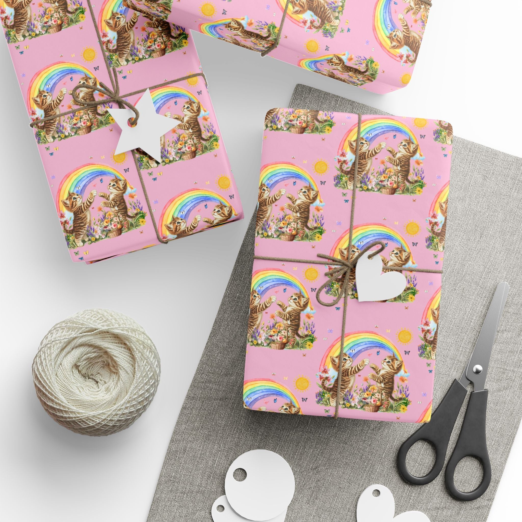 Floral Kitten Wrapping Paper - Opal and June