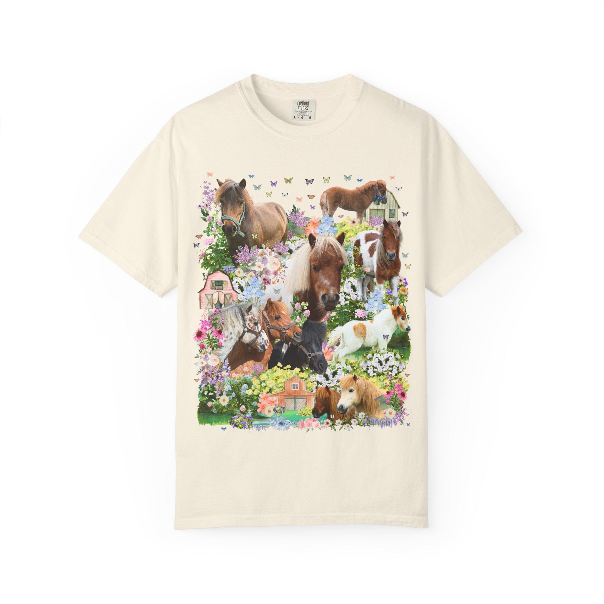 Floral Miniature Horse Lover Tee Shirt: Gift for Friend Who Loves Ponies or Cute Mini Horses, Funny Dreamcore 90s Aesthetic Animal Lover Tee - Opal and June