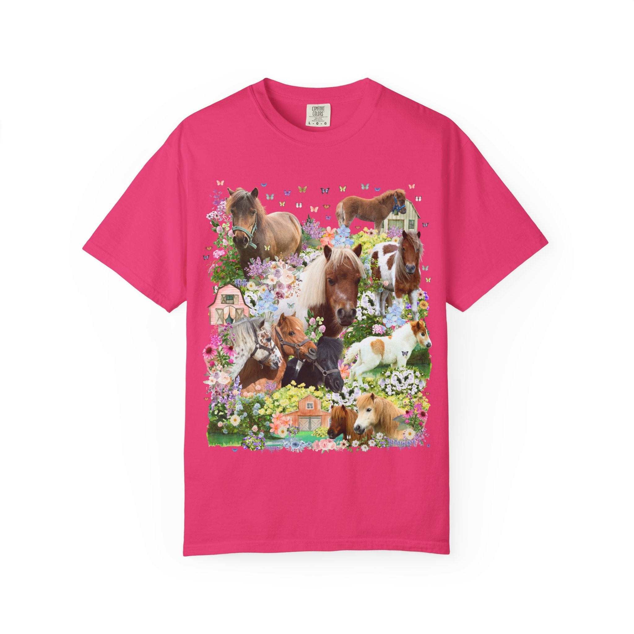 Floral Miniature Horse Lover Tee Shirt: Gift for Friend Who Loves Ponies or Cute Mini Horses, Funny Dreamcore 90s Aesthetic Animal Lover Tee - Opal and June