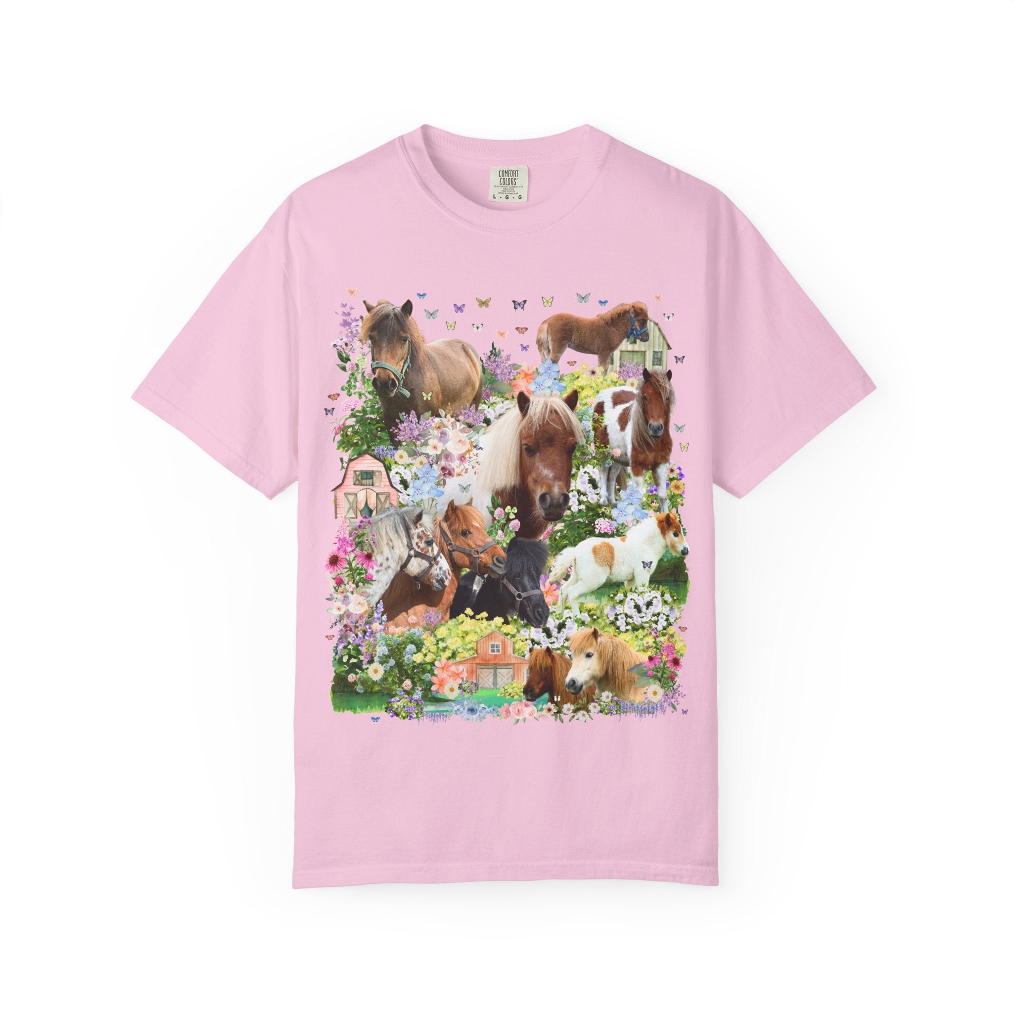 Floral Miniature Horse Lover Tee Shirt: Gift for Friend Who Loves Ponies or Cute Mini Horses, Funny Dreamcore 90s Aesthetic Animal Lover Tee - Opal and June
