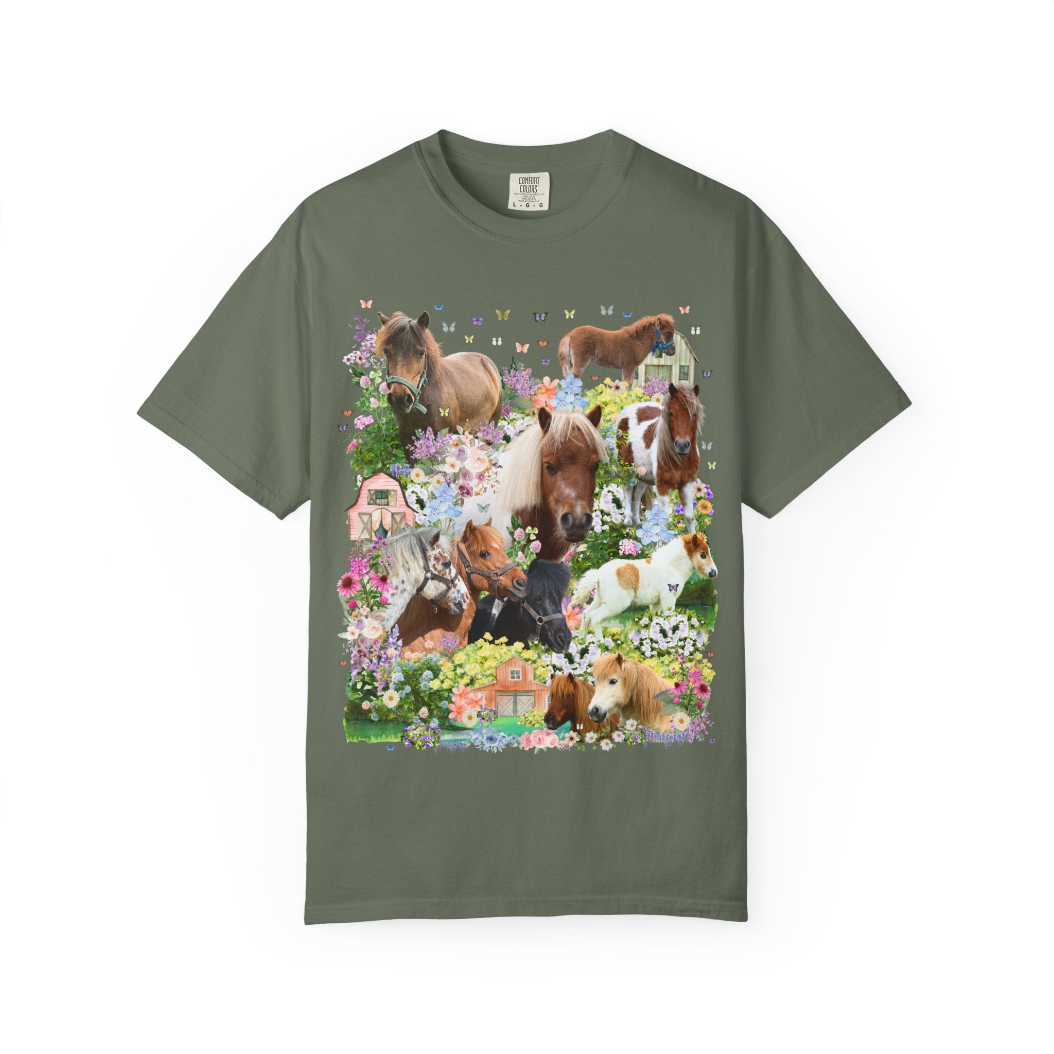 Floral Miniature Horse Lover Tee Shirt: Gift for Friend Who Loves Ponies or Cute Mini Horses, Funny Dreamcore 90s Aesthetic Animal Lover Tee - Opal and June