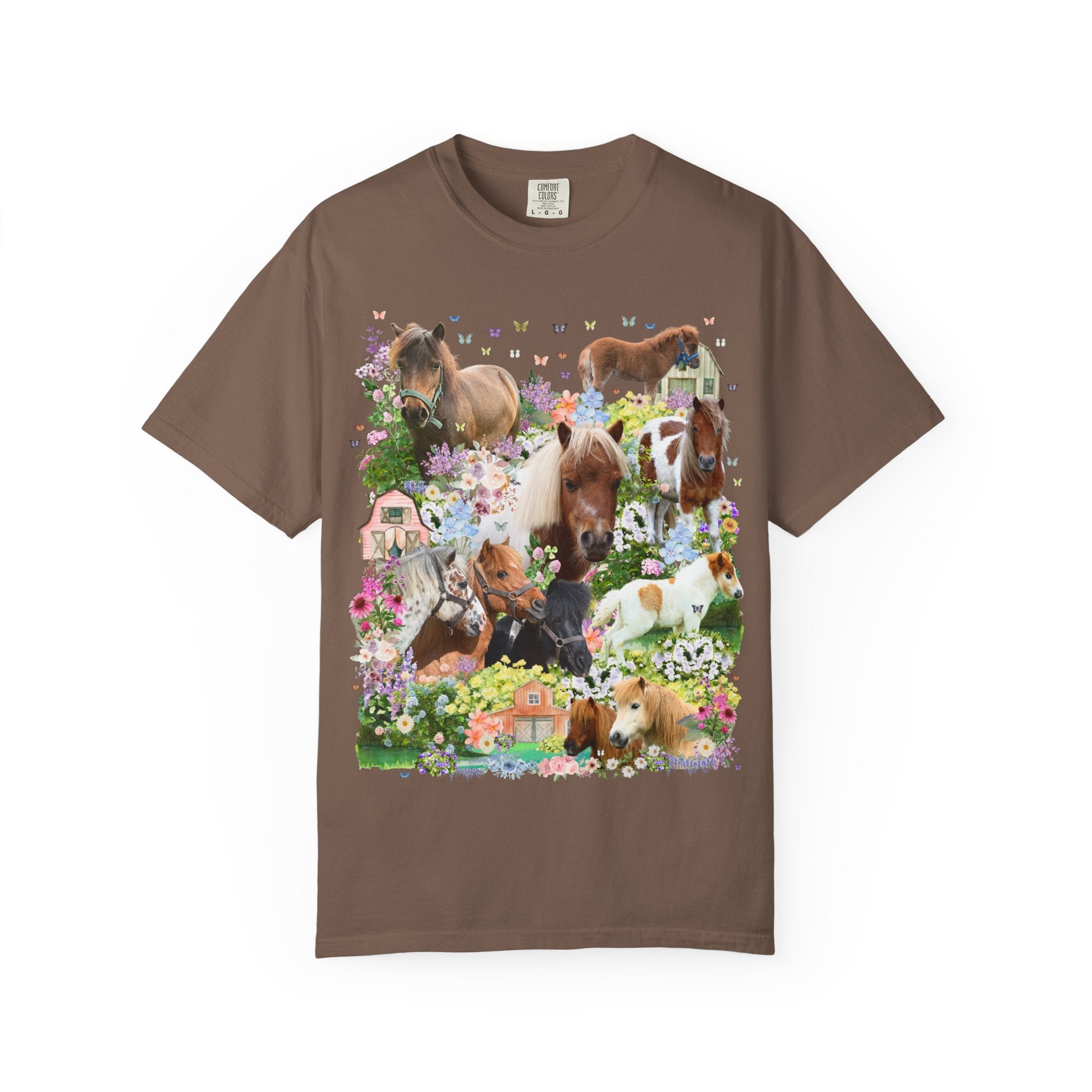 Floral Miniature Horse Lover Tee Shirt: Gift for Friend Who Loves Ponies or Cute Mini Horses, Funny Dreamcore 90s Aesthetic Animal Lover Tee - Opal and June