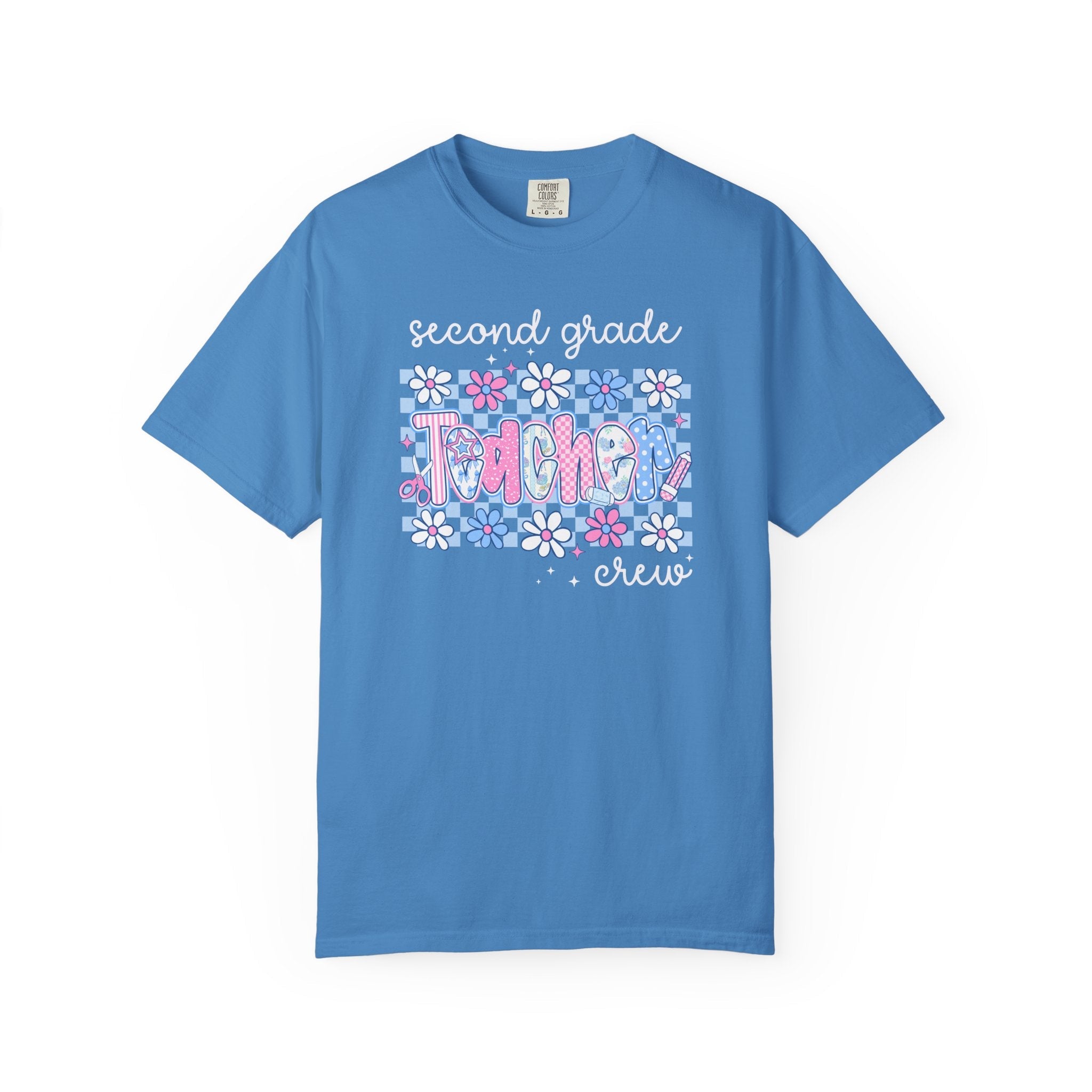 Floral Second Grade Crew Matching Teacher Tee Shirt, Back To School Second Grade Team T-Shirt, First Day of School or Meet the Teacher Night - Opal and June