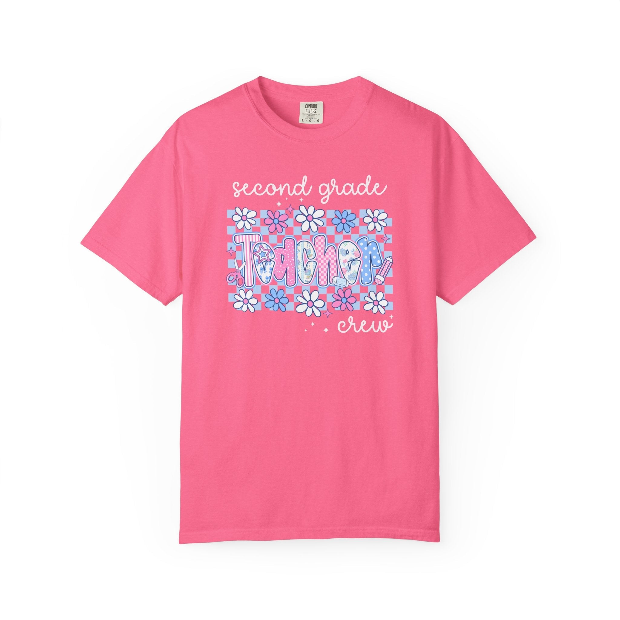 Floral Second Grade Crew Matching Teacher Tee Shirt, Back To School Second Grade Team T-Shirt, First Day of School or Meet the Teacher Night - Opal and June
