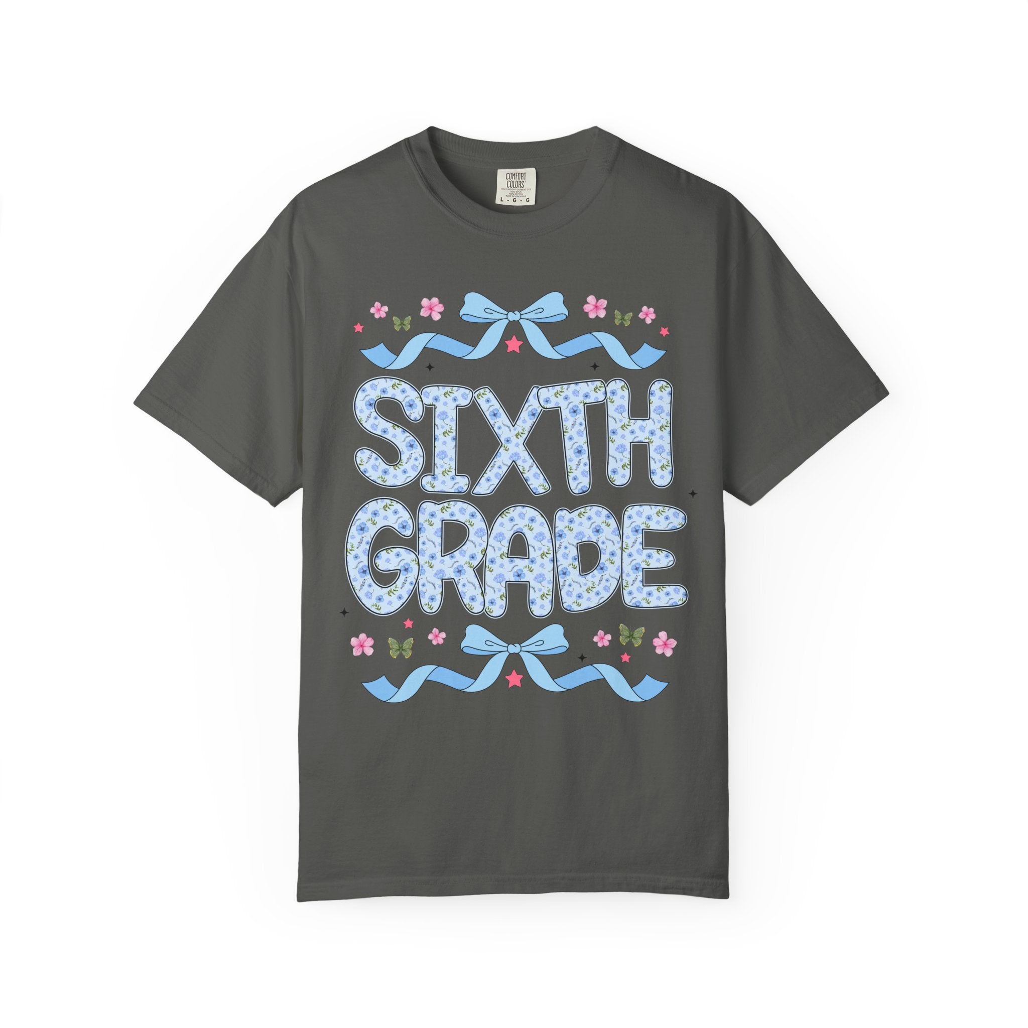 Floral Sixth Grade Teacher Tee Shirt, Matching Teacher Team T-Shirt with Bow and Flowers, Cute Dreamcore 90s Aesthetic Back to School Tee - Opal and June
