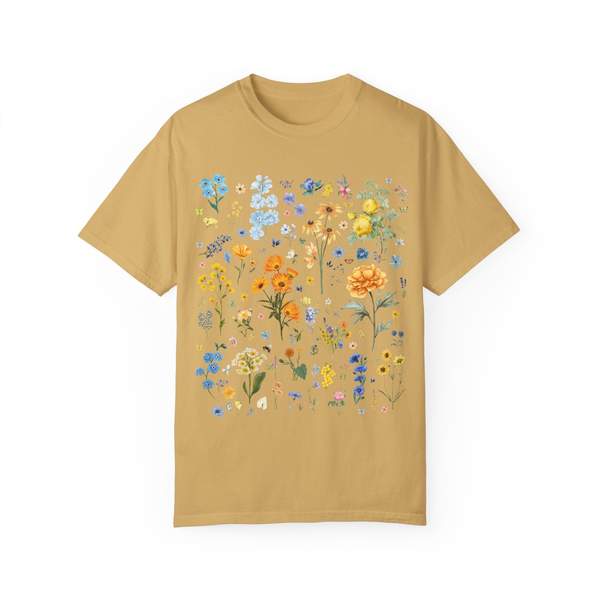 Floral Ukraine Tee Shirt: Subtle Democratic Socialist T-Shirt for Political Science Major or Leftist Who Loves Flowers, Academia Cottagecore - Opal and June