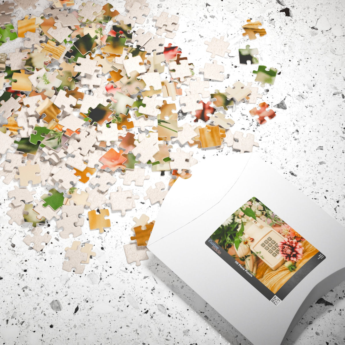Floral Vintage Aesthetic Phone Puzzle, Old Phone Surrounded by Flowers: Sweet 70s Inspired Puzzle, Friend Who Loves Flowers, Original Photo - Opal and June