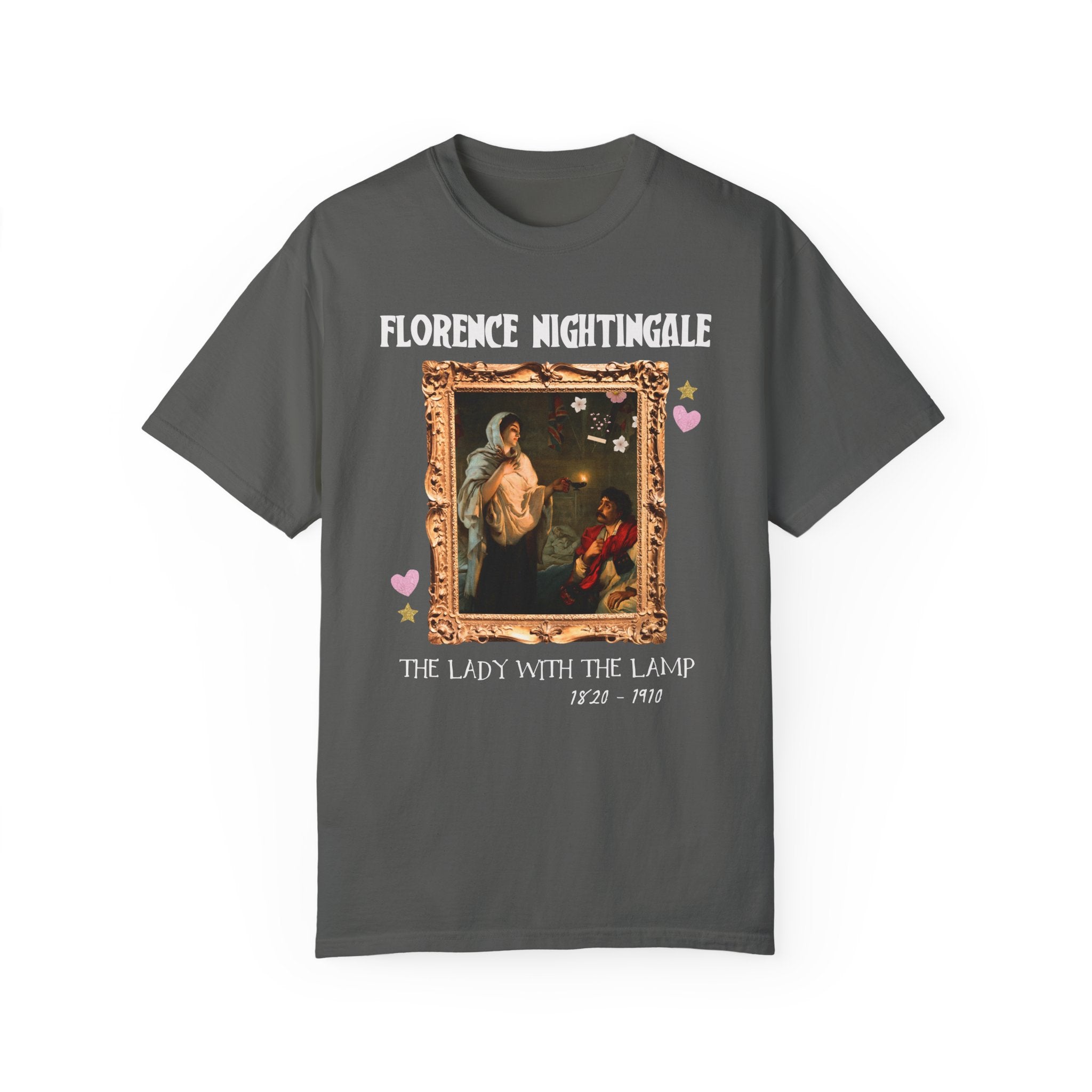 Florence Nightingale Lady with the Lamp Art History Tee Shirt for Science Teacher or Nursing Professor, Famous Painting by Henrietta Rae - Opal and June