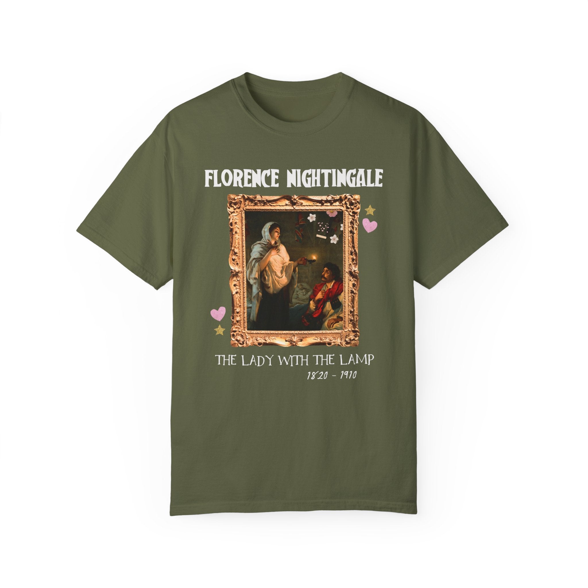 Florence Nightingale Lady with the Lamp Art History Tee Shirt for Science Teacher or Nursing Professor, Famous Painting by Henrietta Rae - Opal and June