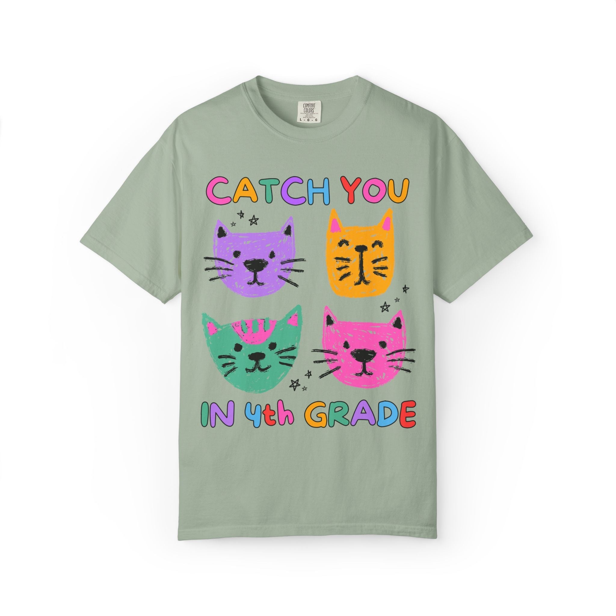 Fourth Grade Cat Lover Tee Shirt: Catch You in 4th Grade | Cute Matching Teacher T-Shirt for Back to School or New School Year, Animal Lover - Opal and June