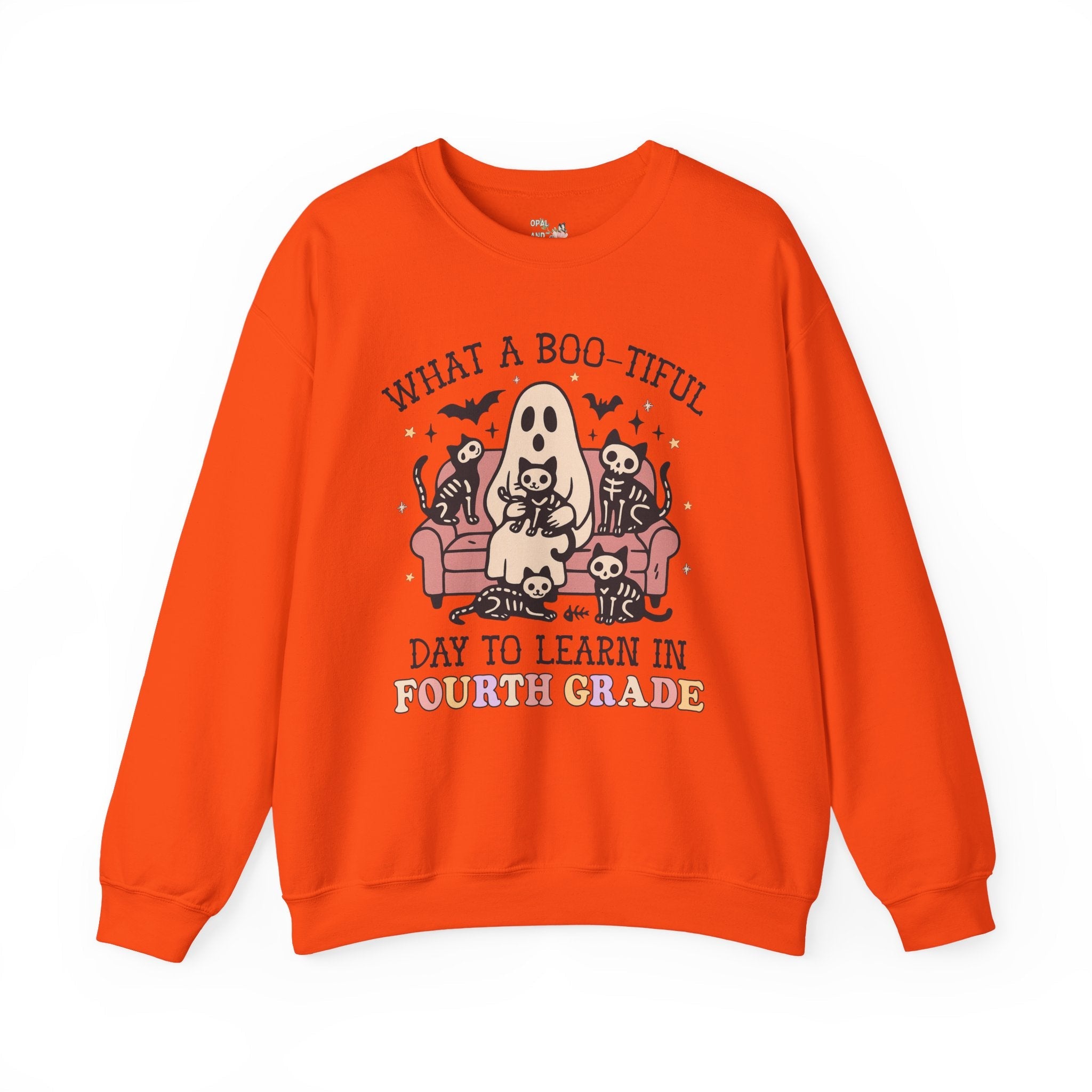 Fourth Grade Halloween Teacher Sweatshirt, Cute Spooky Cats, Matching Teacher Shirt for Halloween, Nostalgic Halloween Funny Saying Shirt - Opal and June