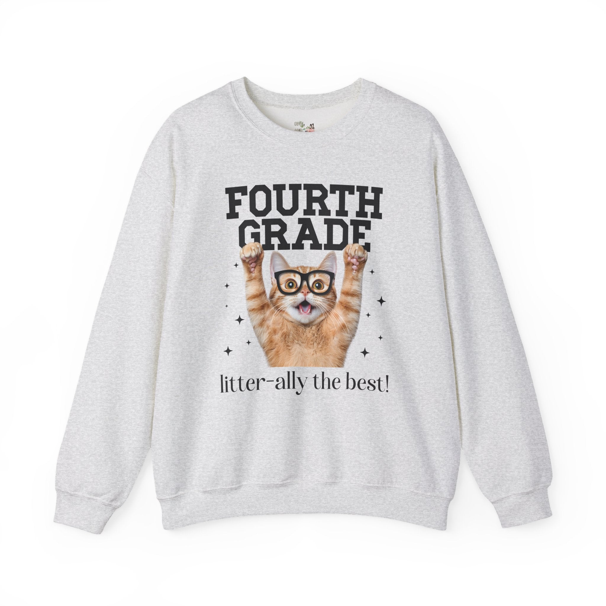 Fourth Grade Teacher Cat Lover Sweatshirt for Back to School, Funny Saying Cat Mom or Cat Dad Gift, First Day of School Teacher Team Shirt - Opal and June
