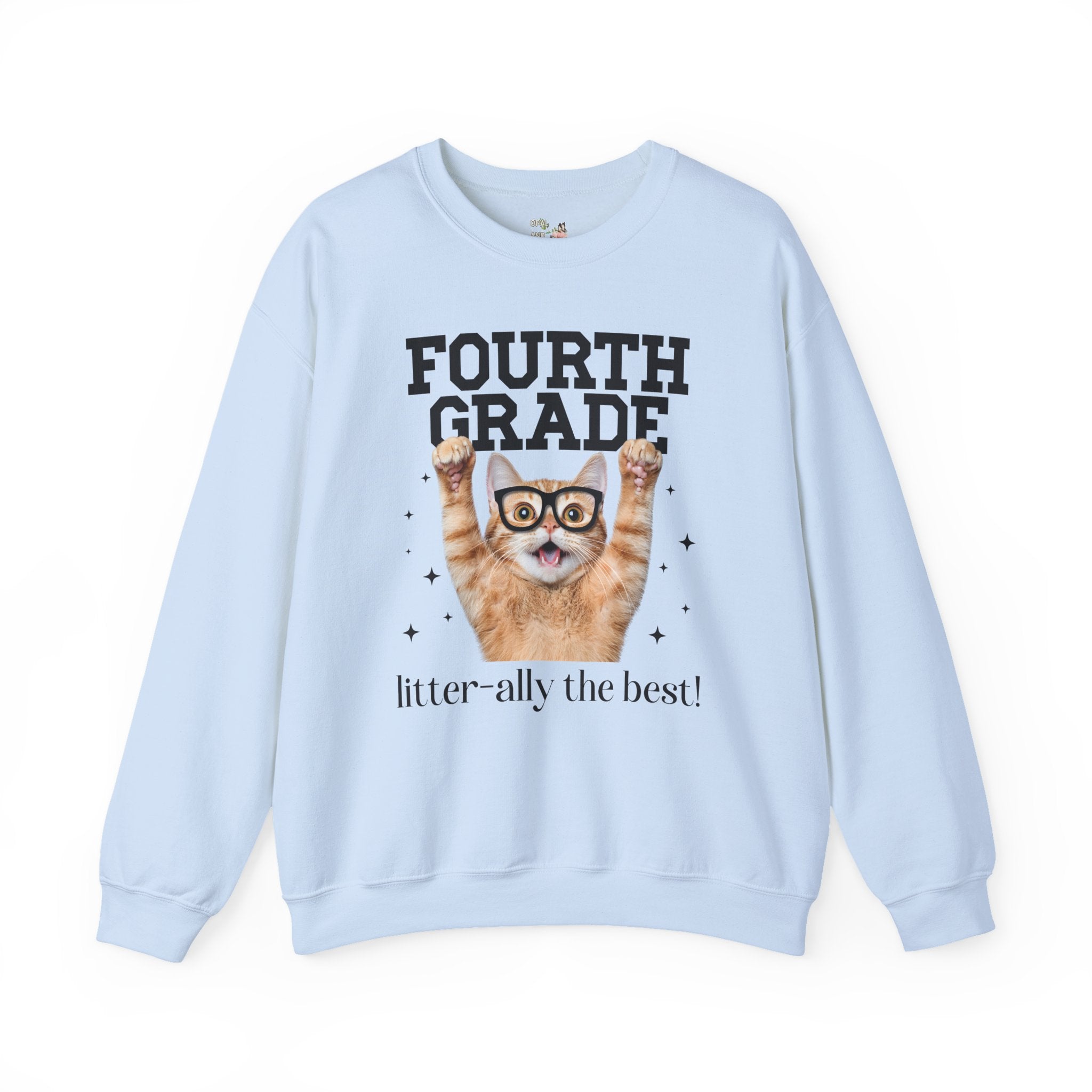 Fourth Grade Teacher Cat Lover Sweatshirt for Back to School, Funny Saying Cat Mom or Cat Dad Gift, First Day of School Teacher Team Shirt - Opal and June