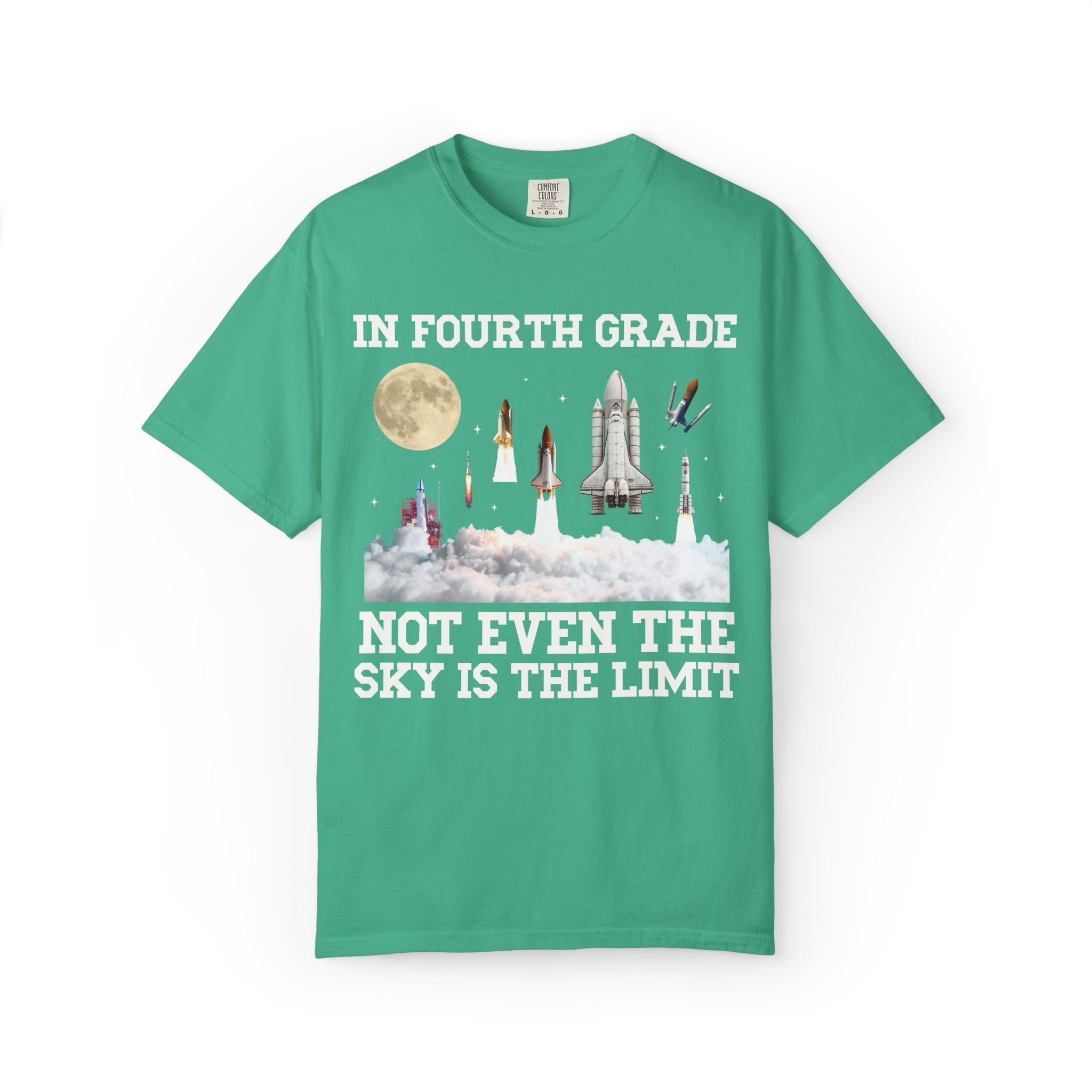 Fourth Grade Teacher Space Lover Tee Shirt with Rocket Ships - Opal and June