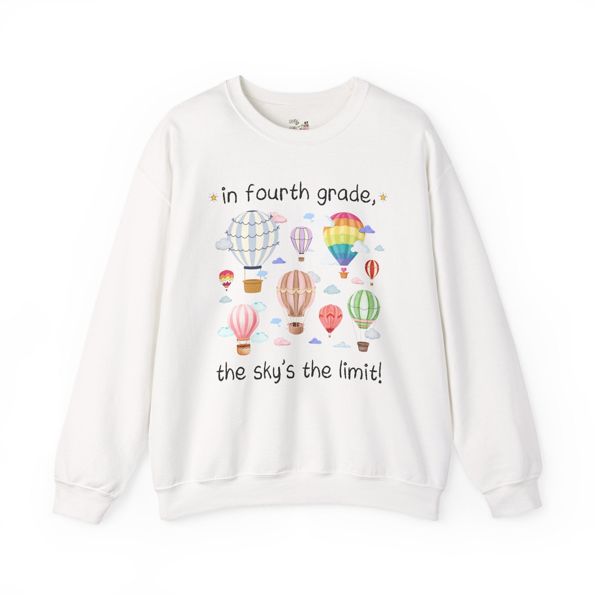 Fourth Grade Teacher Sweatshirt, Cute Retro Hot Air Balloons, Uplifting Colorful Maximalist Back to School Shirt, Matching Teacher Crewneck - Opal and June