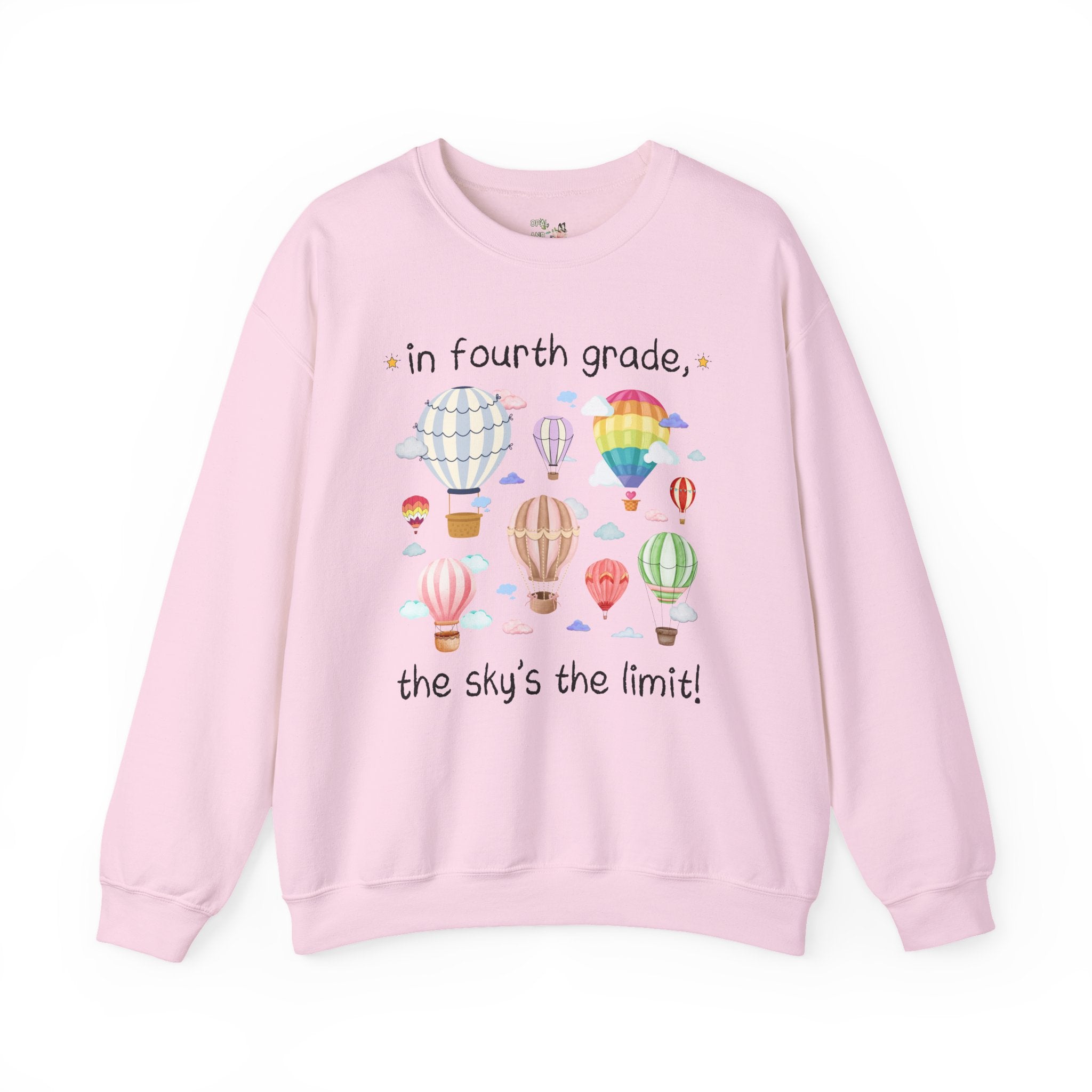 Fourth Grade Teacher Sweatshirt, Cute Retro Hot Air Balloons, Uplifting Colorful Maximalist Back to School Shirt, Matching Teacher Crewneck - Opal and June