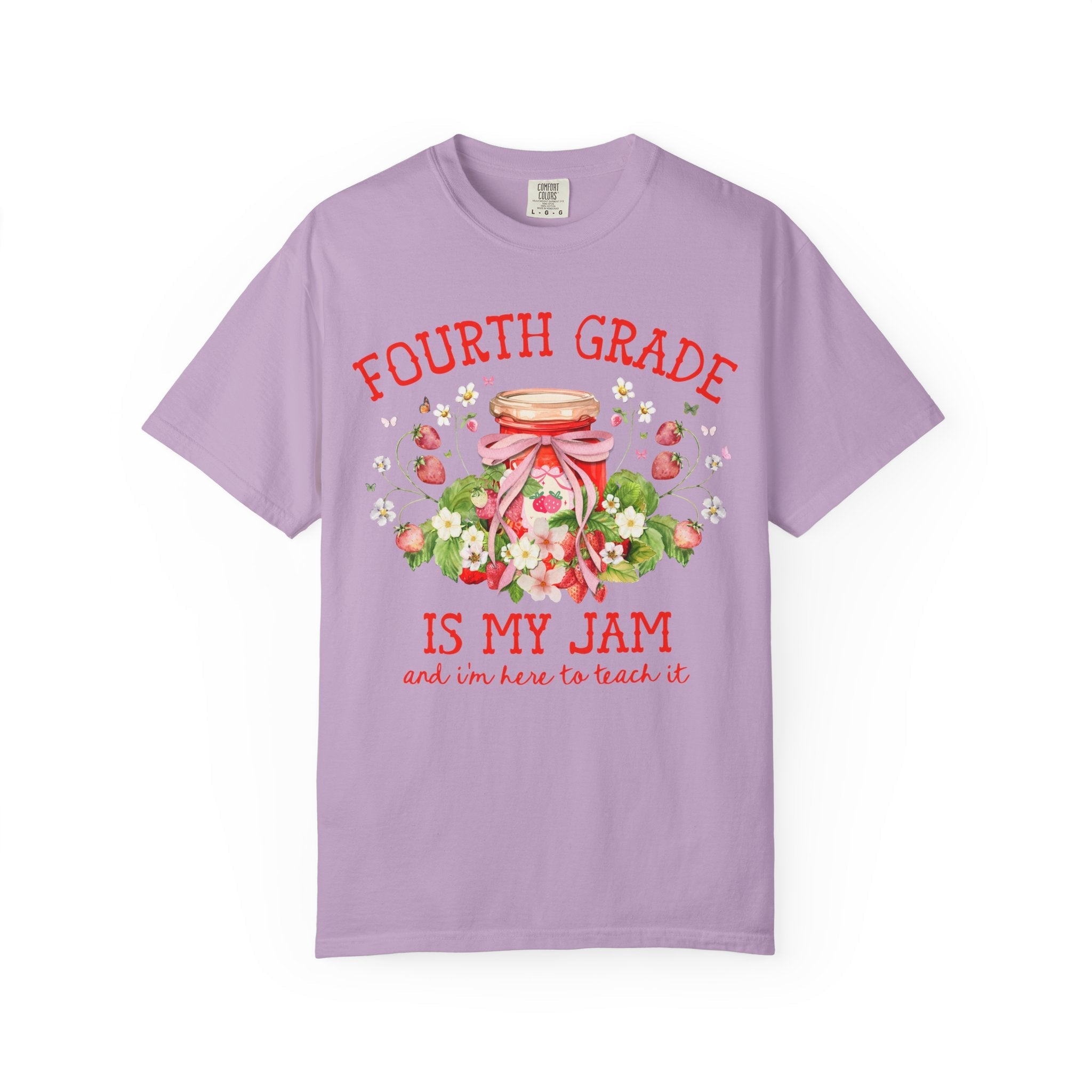 Fourth Grade Teacher Tee with Strawberries: Fourth Grade is My Jam, Matching Back to School, Meet the Teacher Shirt, First Day 4th Grade Tee - Opal and June