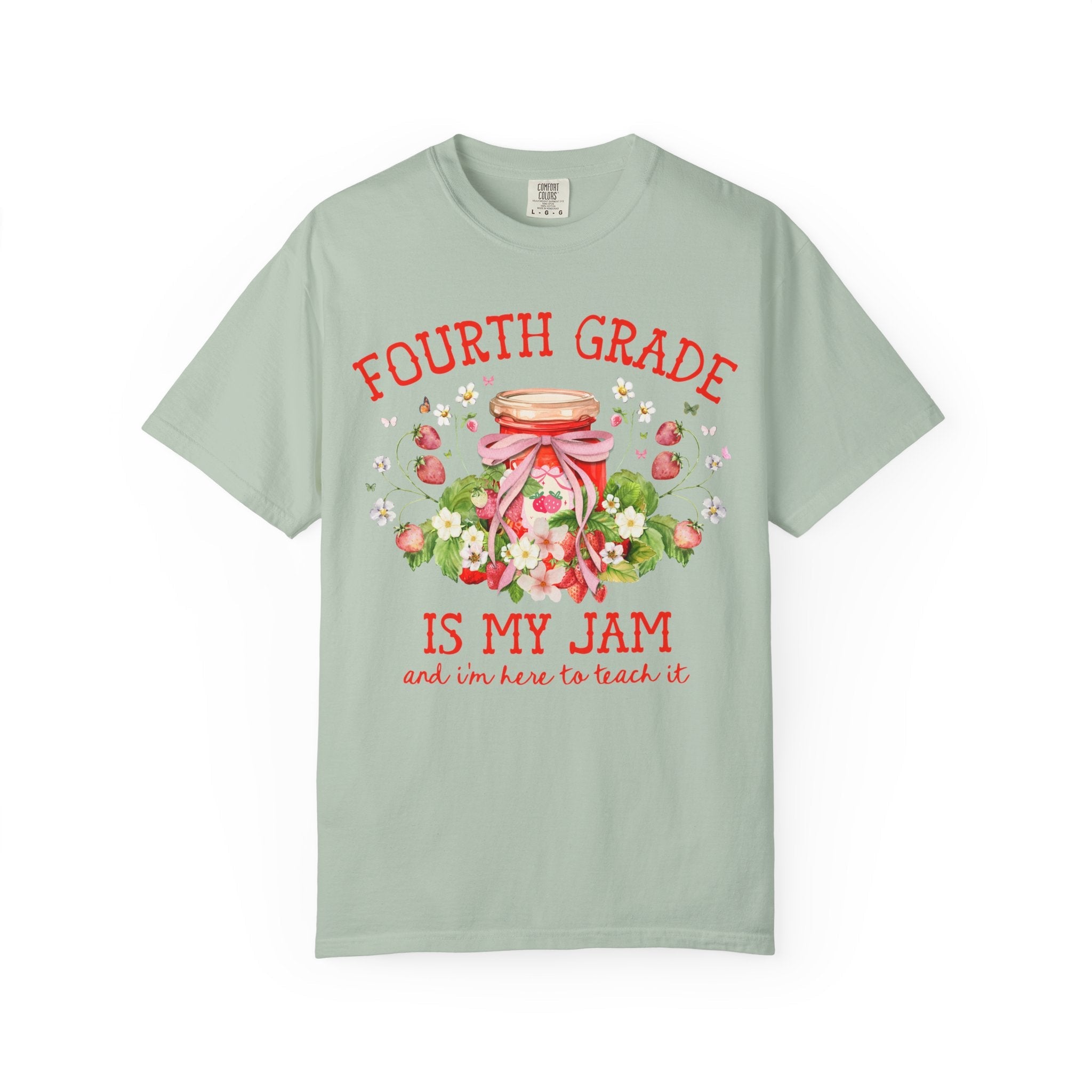 Fourth Grade Teacher Tee with Strawberries: Fourth Grade is My Jam, Matching Back to School, Meet the Teacher Shirt, First Day 4th Grade Tee - Opal and June