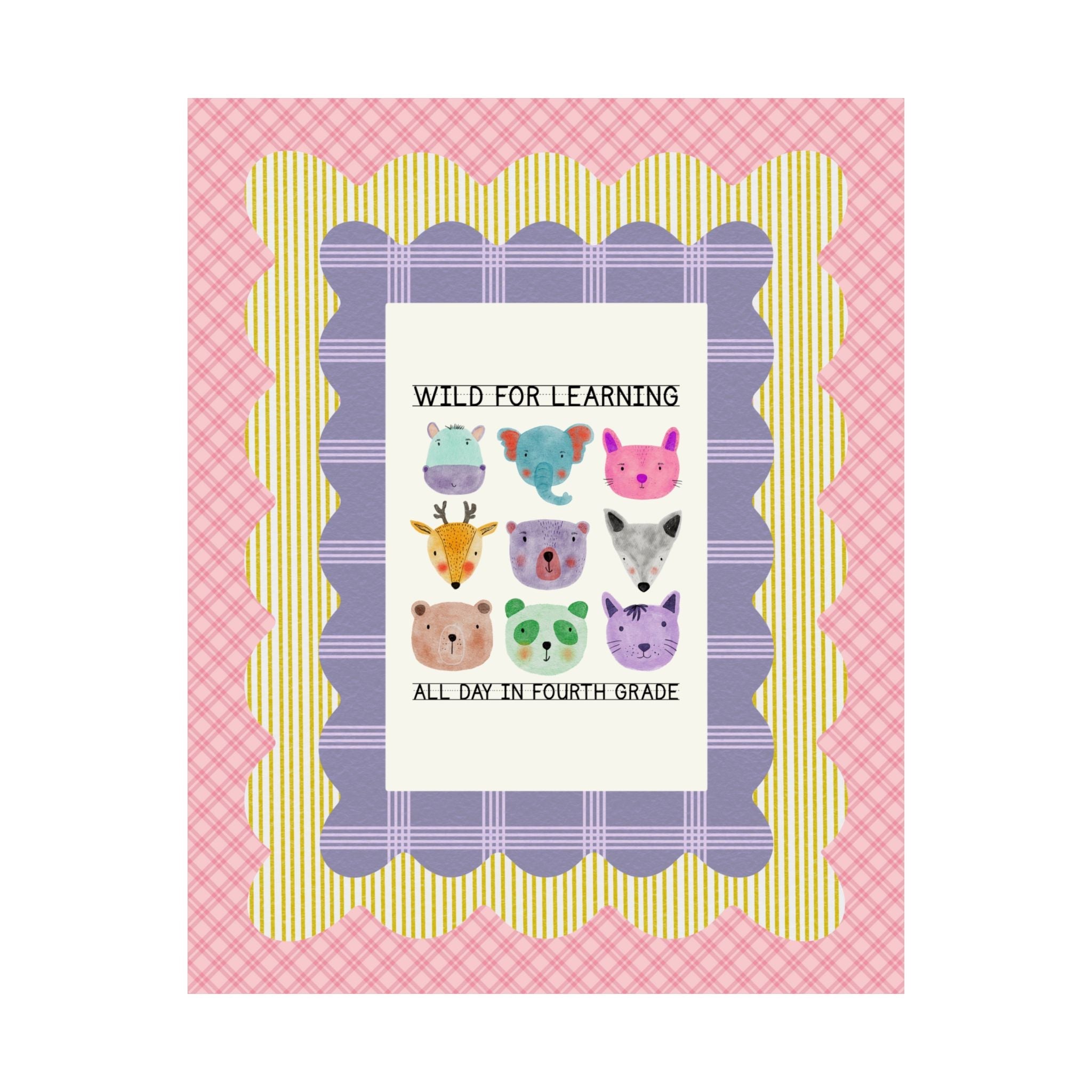 Fourth Grade Wild for Learning Poster for Animal Lover, Colorful Maximalist 90s Aesthetic Print for First Grade Crew, Matching Teacher Gift - Opal and June