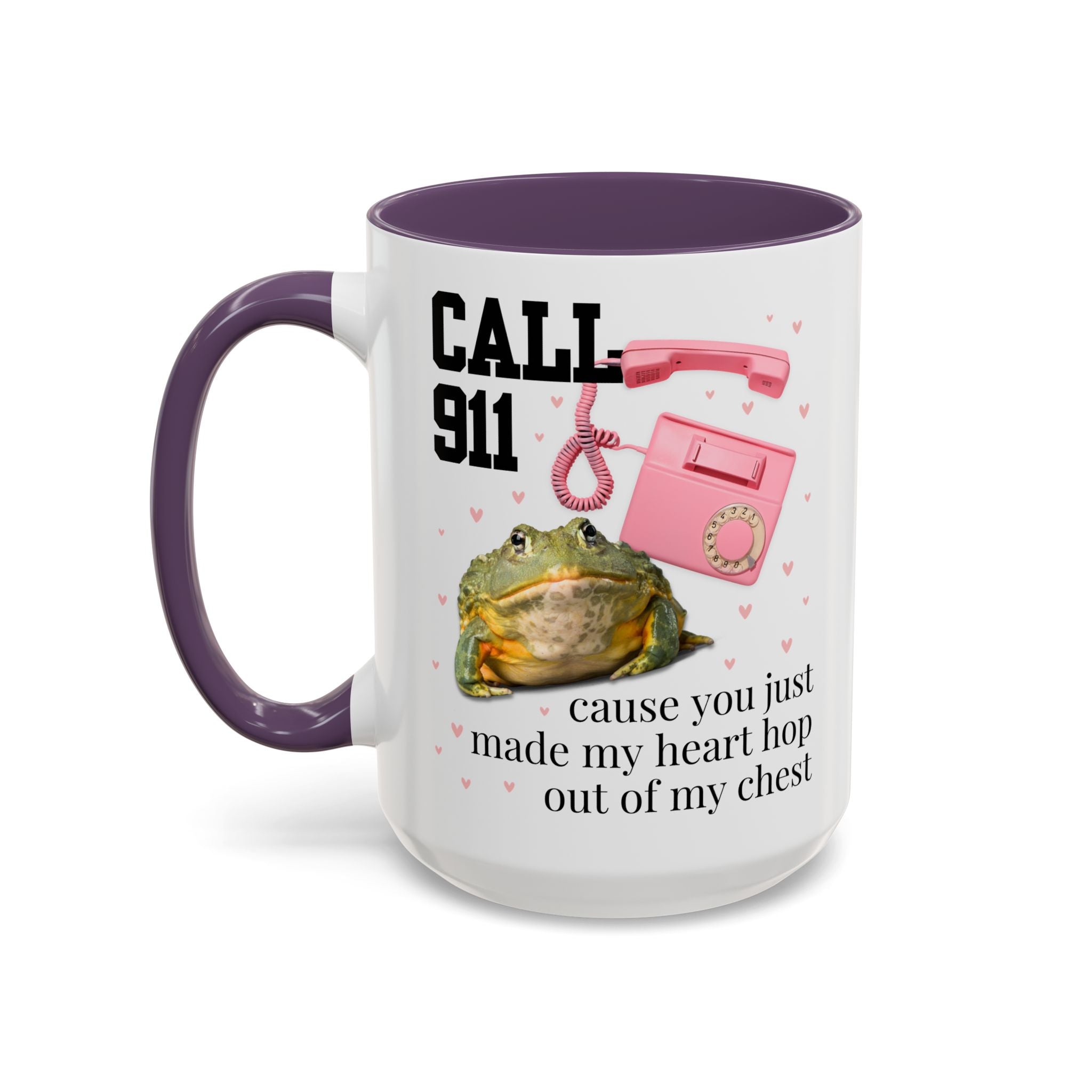 Frog Lover Valentines Day Coffee Mug: You Just Made My Heart Hop Out of My Chest, Silly Goblincore 90s Aesthetic Animal 15 Oz Mug with Hearts - Opal and June