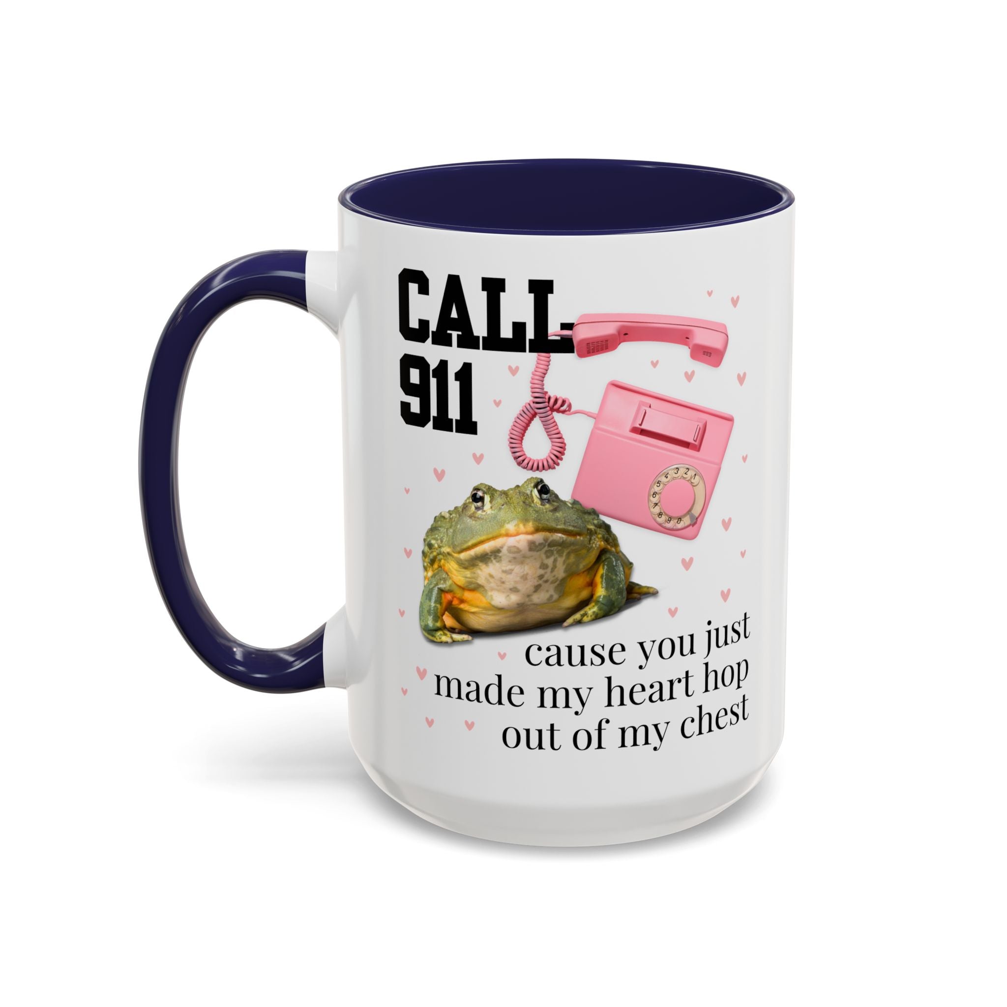 Frog Lover Valentines Day Coffee Mug: You Just Made My Heart Hop Out of My Chest, Silly Goblincore 90s Aesthetic Animal 15 Oz Mug with Hearts - Opal and June