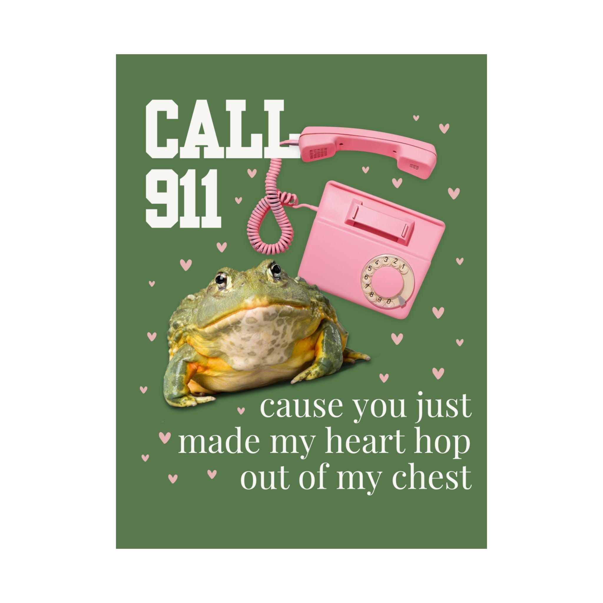 Frog Lover Valentines Day Gift: You Just Made My Heart Hop Out of My Chest, Silly Goblincore 90s Aesthetic Animal Poster Print with Hearts - Opal and June