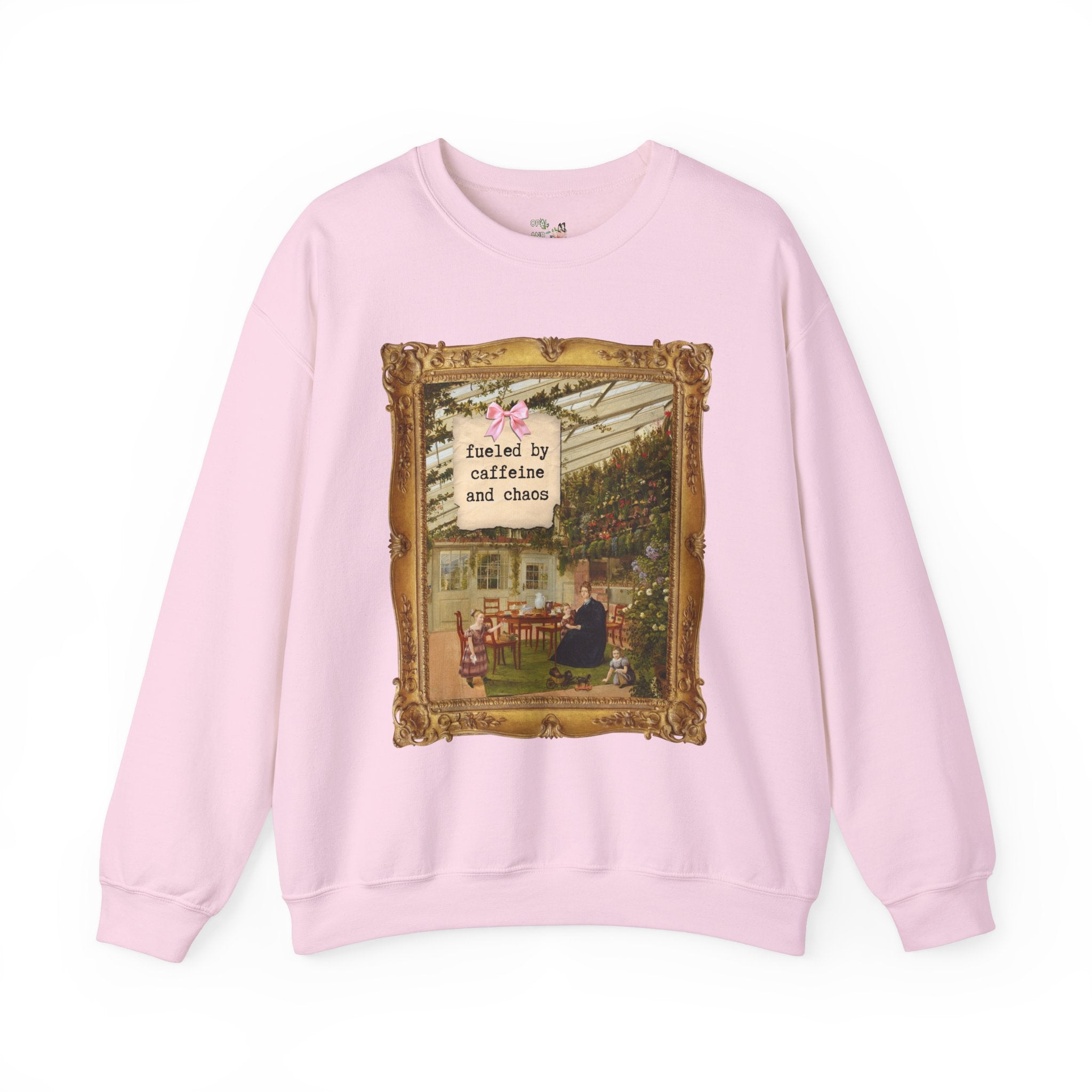 Fueled by Caffeine and Chaos: Funny Saying Art History Sweatshirt, Mom Who Loves Coffee, Cute Mother's Day Gift, Humanities Professor Shirt - Opal and June