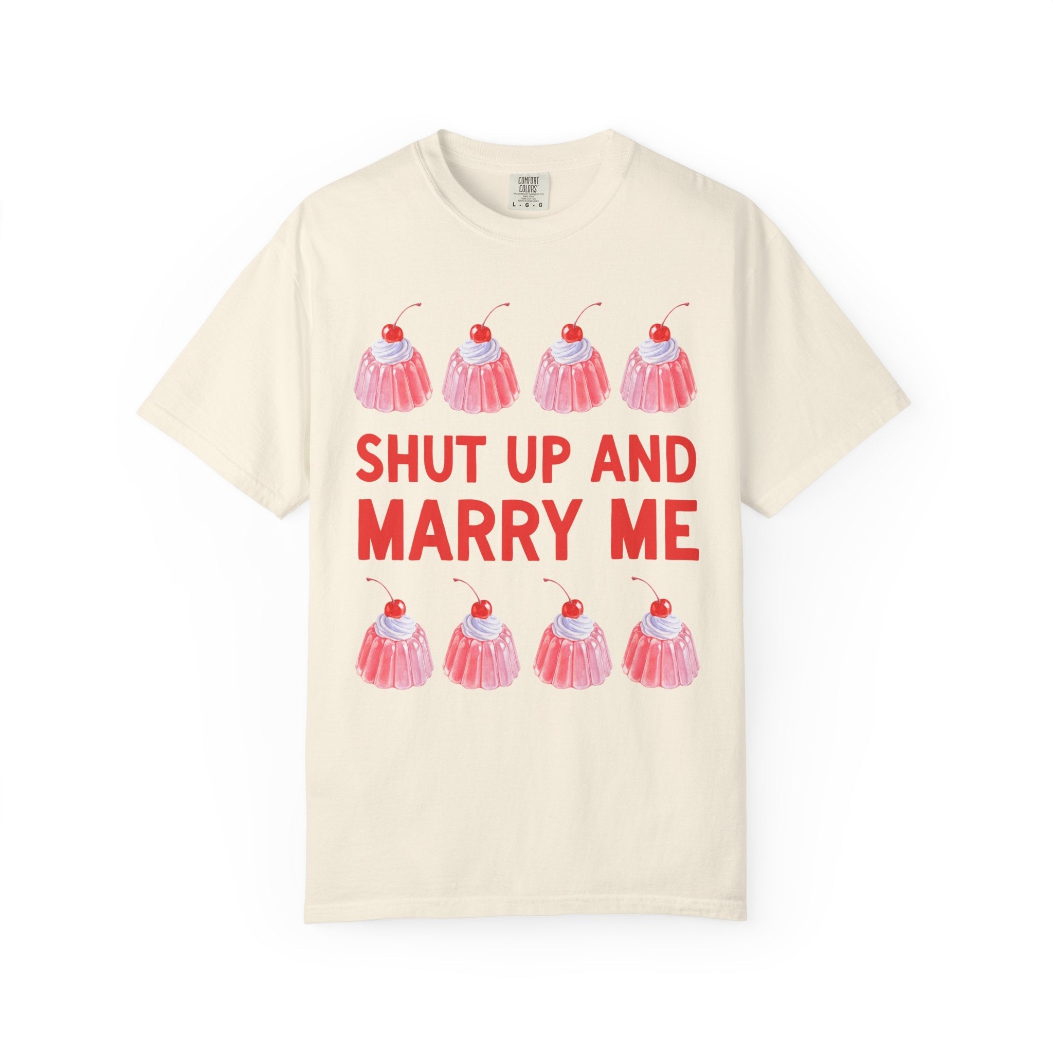 Funky Bachelorette Tee Shirt with Cherries: Shut Up and Marry Me Funny Bridal Party or Matching Bridesmaids T-Shirt for Bachelorette Weekend - Opal and June