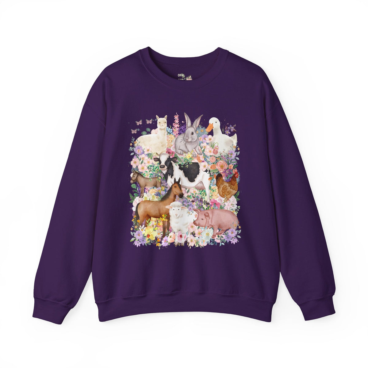 Funny and Whimsical Farm Animal Sweatshirt Inspired by 90s Animal Tees | Ridiculous and Cozy Cute Floral Shirt for Animal Lover or Farmer - Opal and June