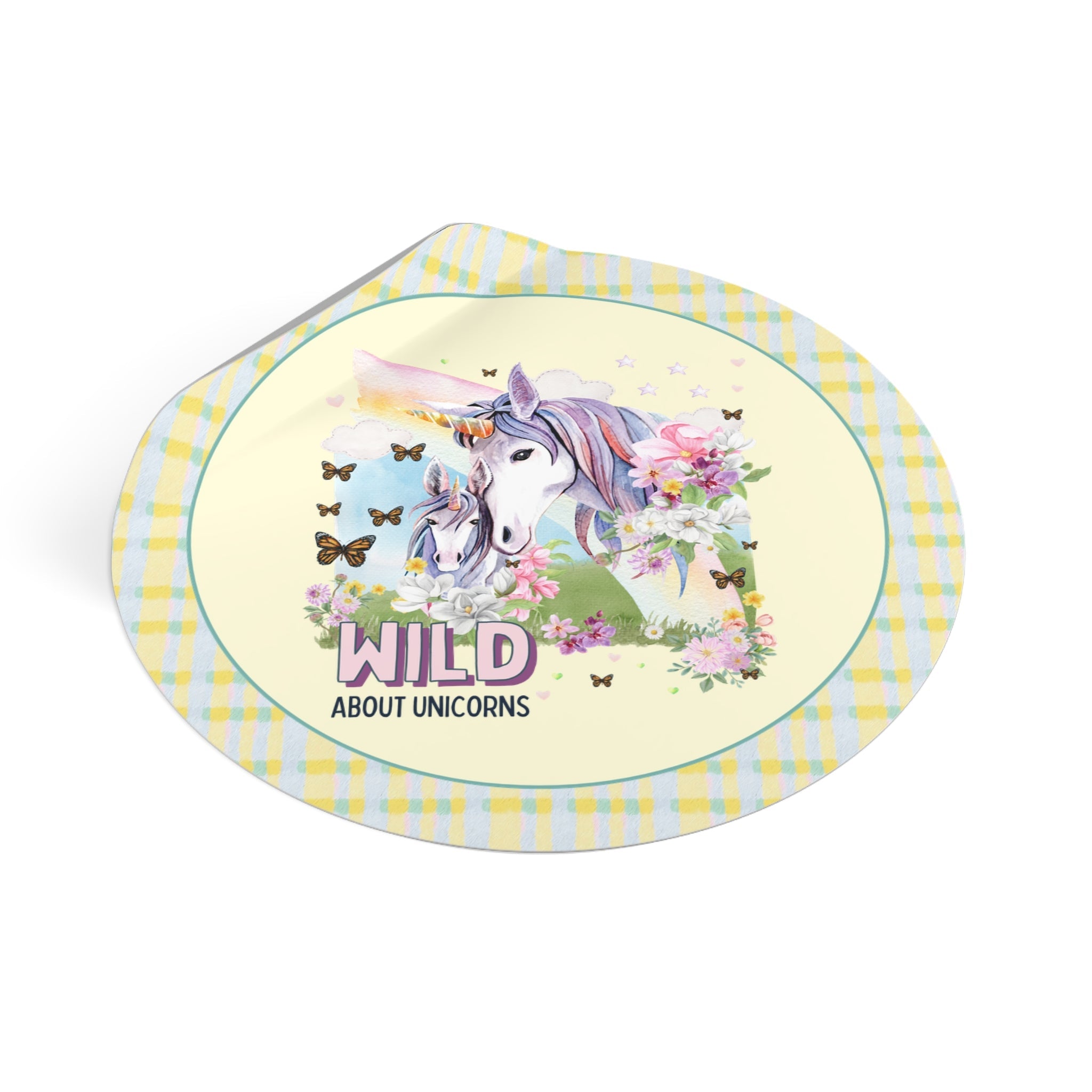 Funny and Whimsical Unicorn Sticker: Wild About Unicorns | Ridiculous and Cozy Cute Floral Sticker for Unicorn Lover or Fantasy Reader - Opal and June
