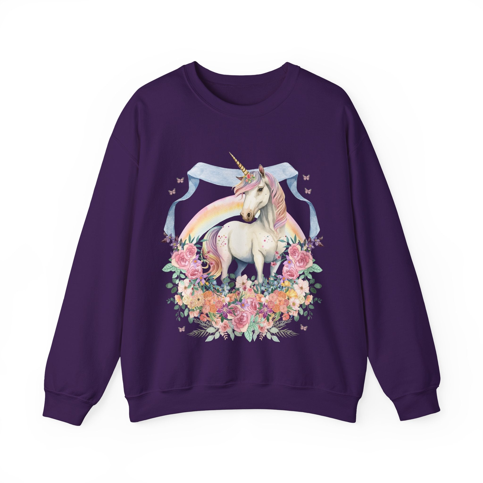 Funny and Whimsical Unicorn Sweatshirt Inspired by 90s Animal Tees | Ridiculous and Cozy Cute Floral Gift, Unicorn Lover or Fantasy Reader - Opal and June