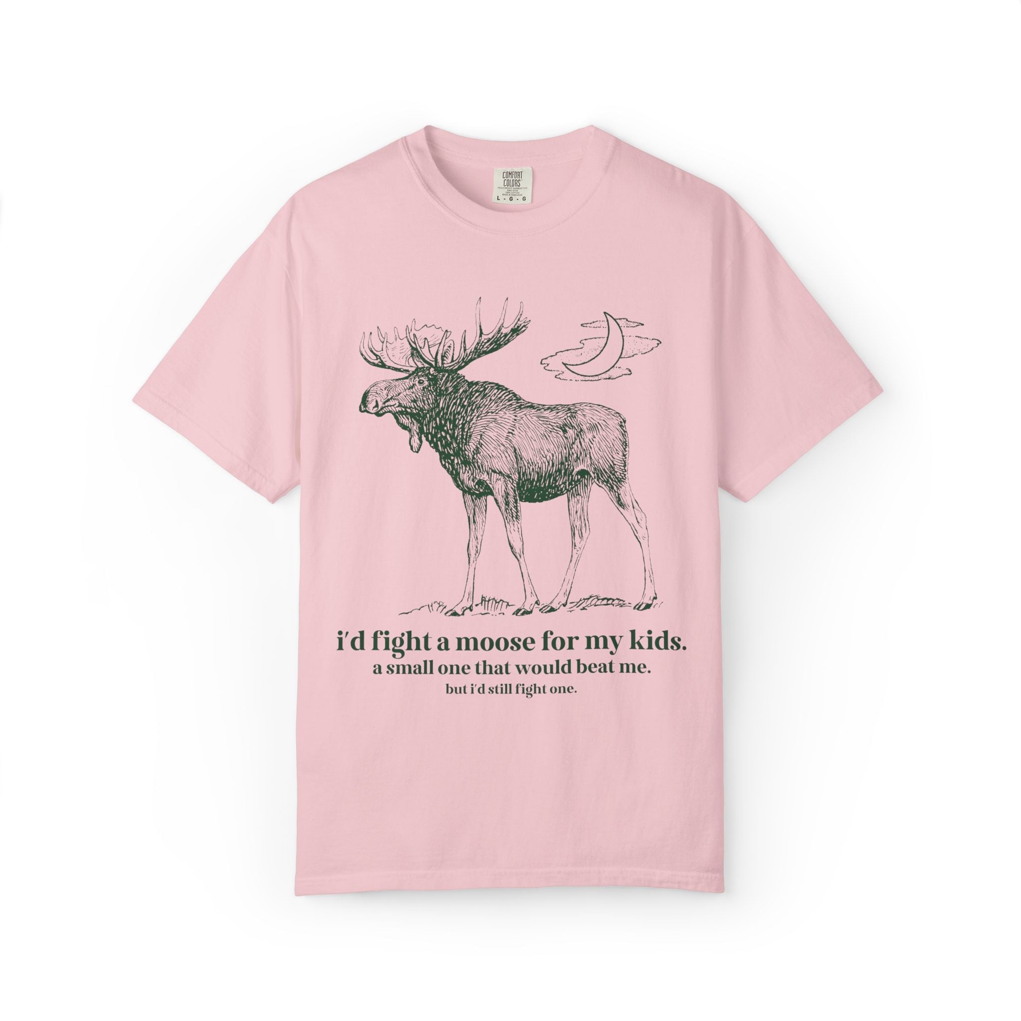 Funny Animal Lover Tee Shirt for Dad Who Loves Camping and is Afraid of Moose: I'd Fight a Moose for My Kids Silly and Kitschy Tee for Dad - Opal and June