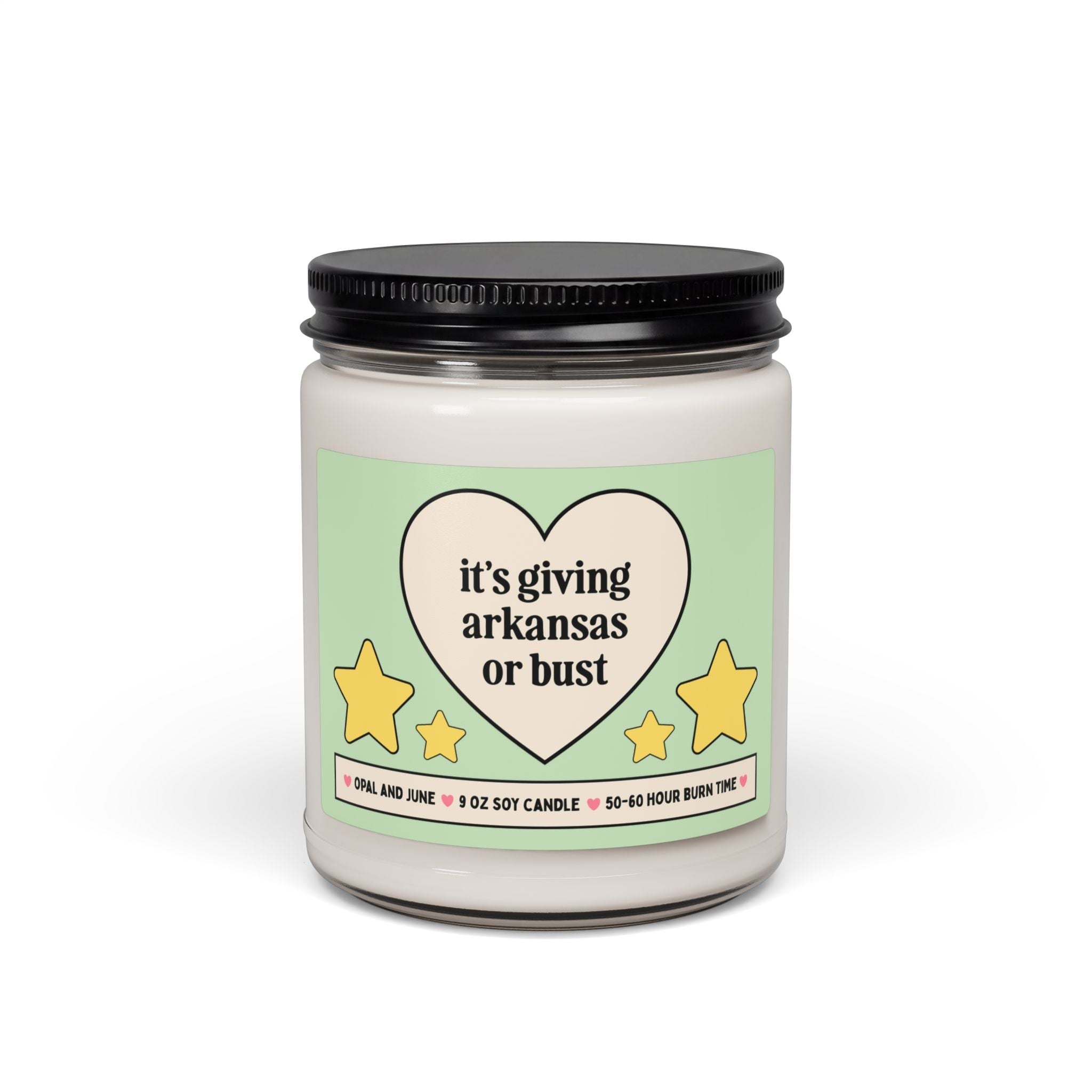 Funny Arkansas Resident Gift for Friend or Family Member Moving to Northwest Arkansas or Arkansas: It's Giving Arkansas or Bust 9 Oz Candle - Opal and June