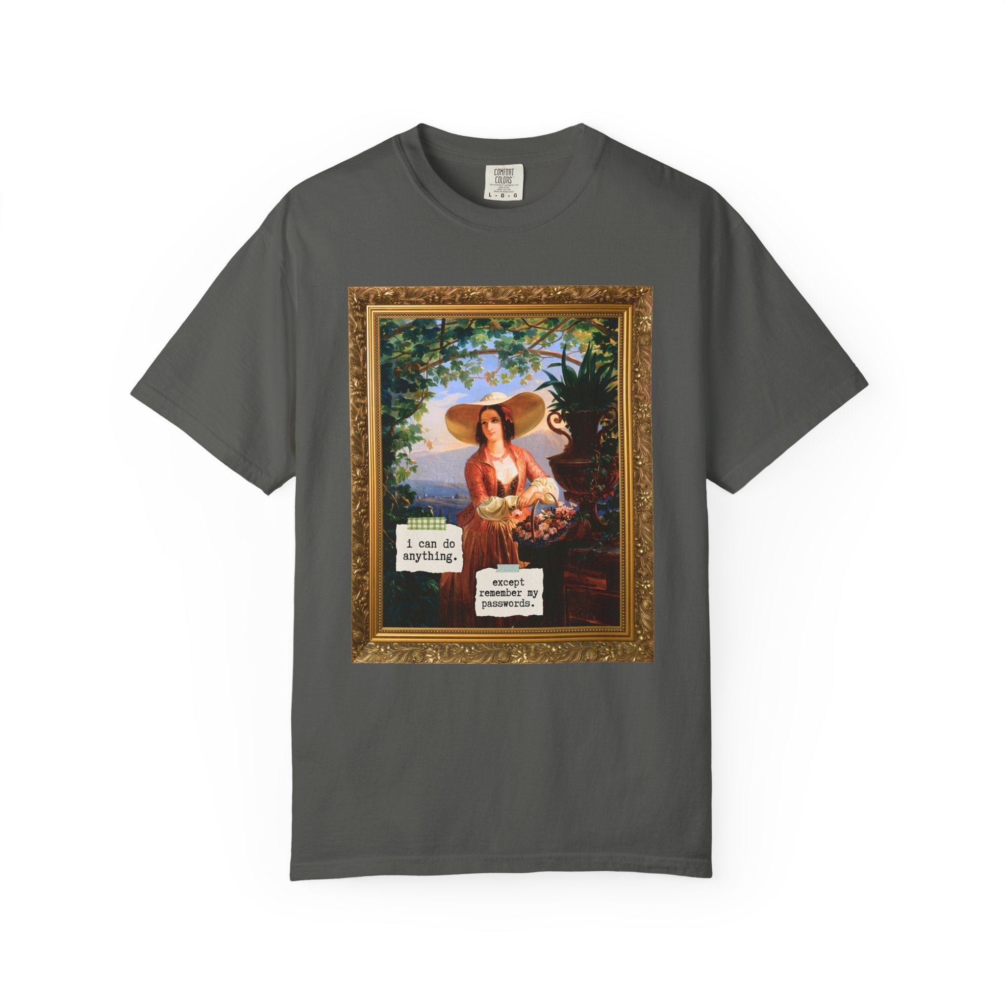 Funny Art History Tee Shirt for Friend Who Always Forgets Password, Italian Flower Girl Painting by Robert Wilhelm Ekman, Cute Birthday Gift - Opal and June