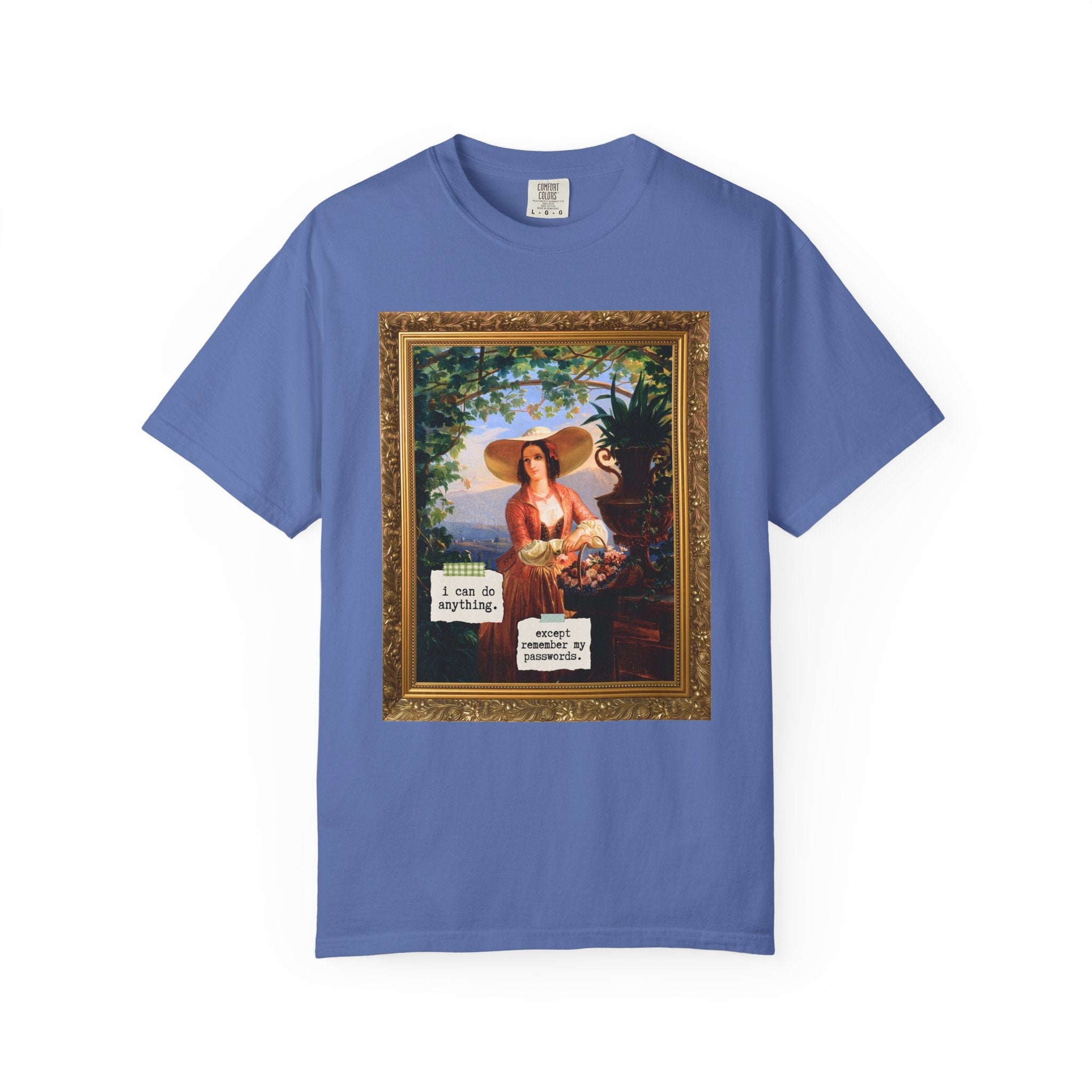 Funny Art History Tee Shirt for Friend Who Always Forgets Password, Italian Flower Girl Painting by Robert Wilhelm Ekman, Cute Birthday Gift - Opal and June