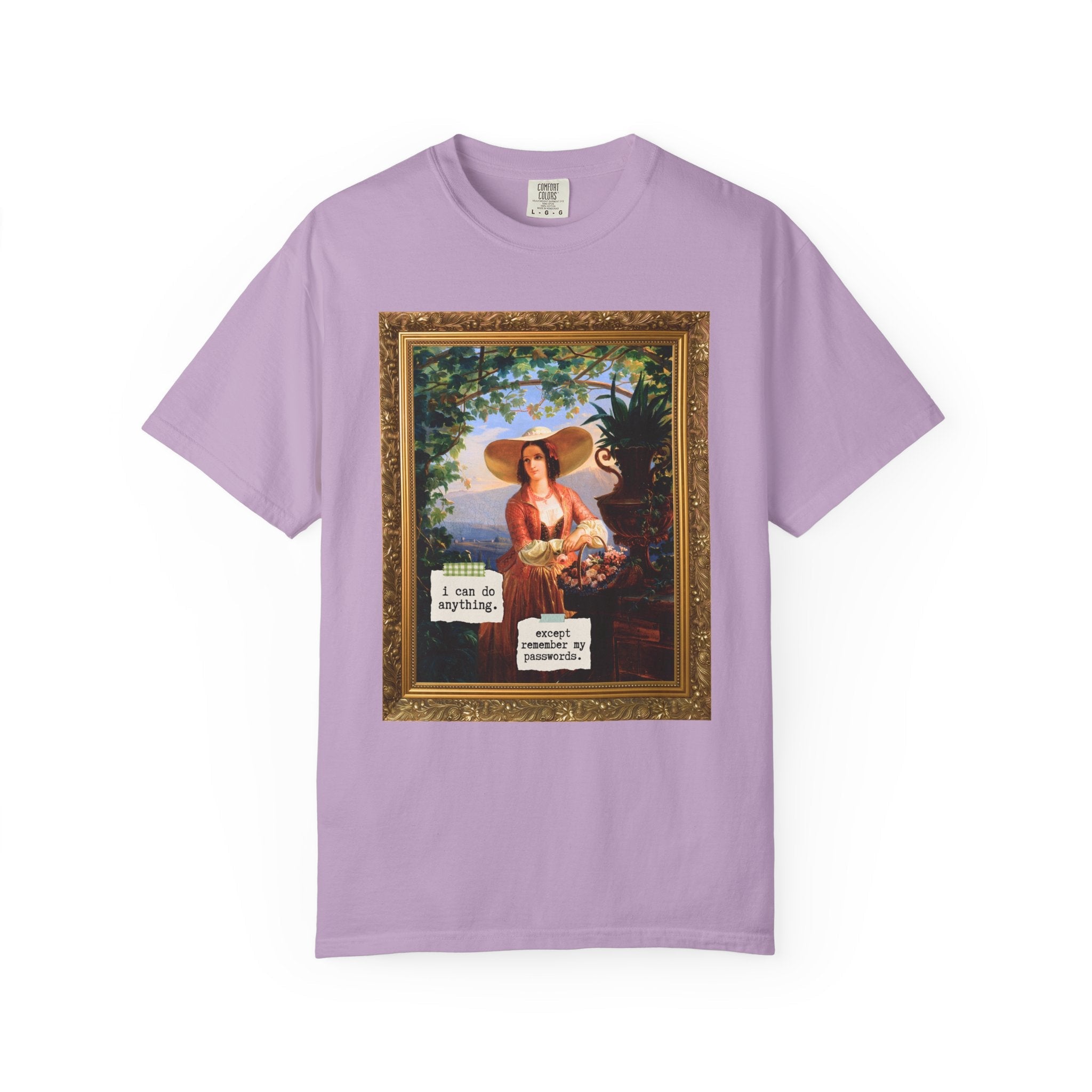 Funny Art History Tee Shirt for Friend Who Always Forgets Password, Italian Flower Girl Painting by Robert Wilhelm Ekman, Cute Birthday Gift - Opal and June