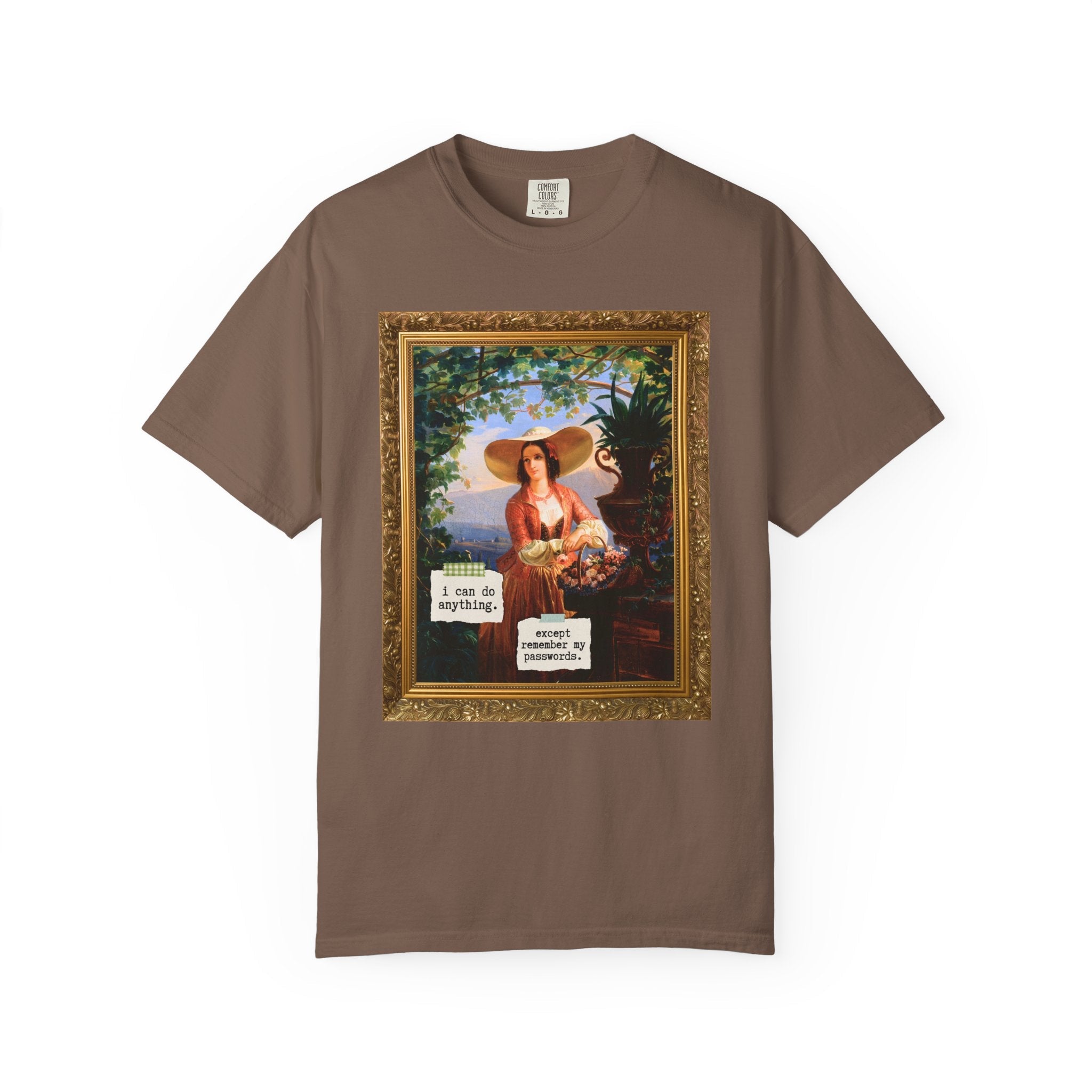 Funny Art History Tee Shirt for Friend Who Always Forgets Password, Italian Flower Girl Painting by Robert Wilhelm Ekman, Cute Birthday Gift - Opal and June