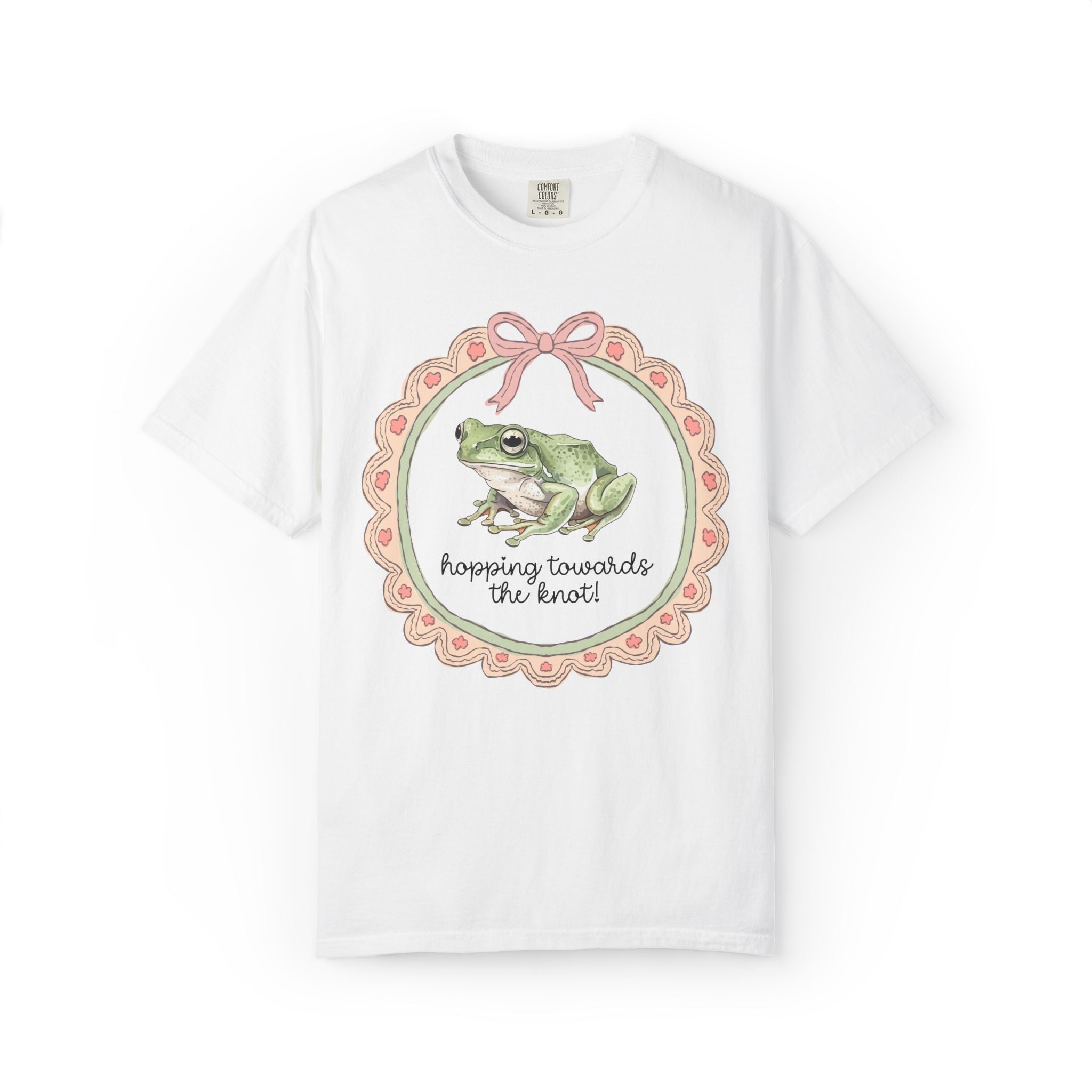 Funny Bachelorette Tee Shirt for Bride Who Loves Frogs, Cute Animal Lover T-Shirt for Bridesmaids, Matching Bridal Party Trip Tee with Bow - Opal and June