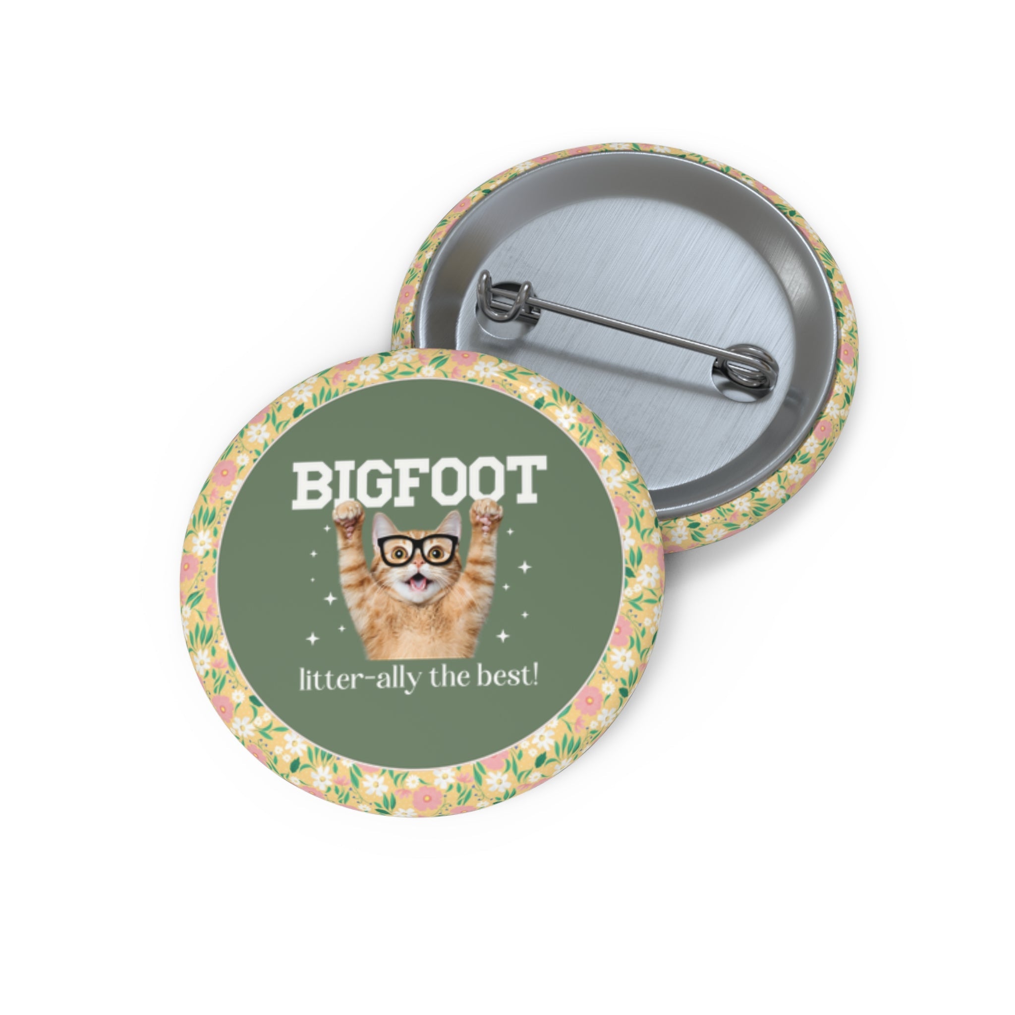 Funny Bigfoot Export Button for Cat Lover, Cat Mom or Cat Dad American Folklore Gift, Mythical Creature, Sasquatch Cryptid Star Button - Opal and June