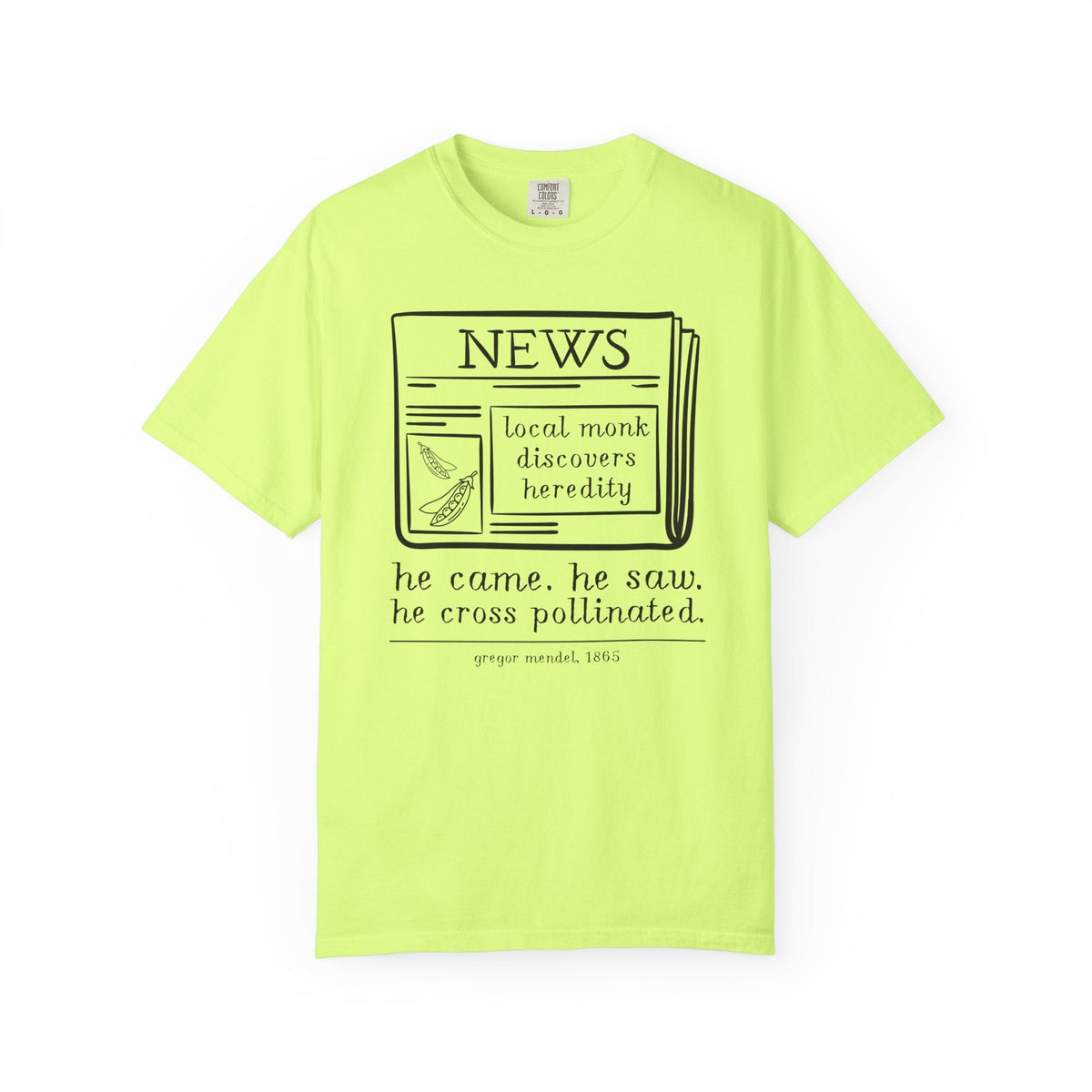 Funny Biology Teacher Tee: Local Monk Discovers Heredity, Silly Science Major or Genetic History Buff Gift, Scientific History 1800s - Opal and June