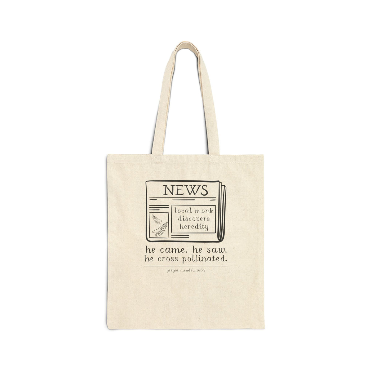 Funny Biology Teacher Tote Bag: Local Monk Discovers Heredity, Silly Science Major or Genetic History Buff Gift, Scientific History 1800s - Opal and June
