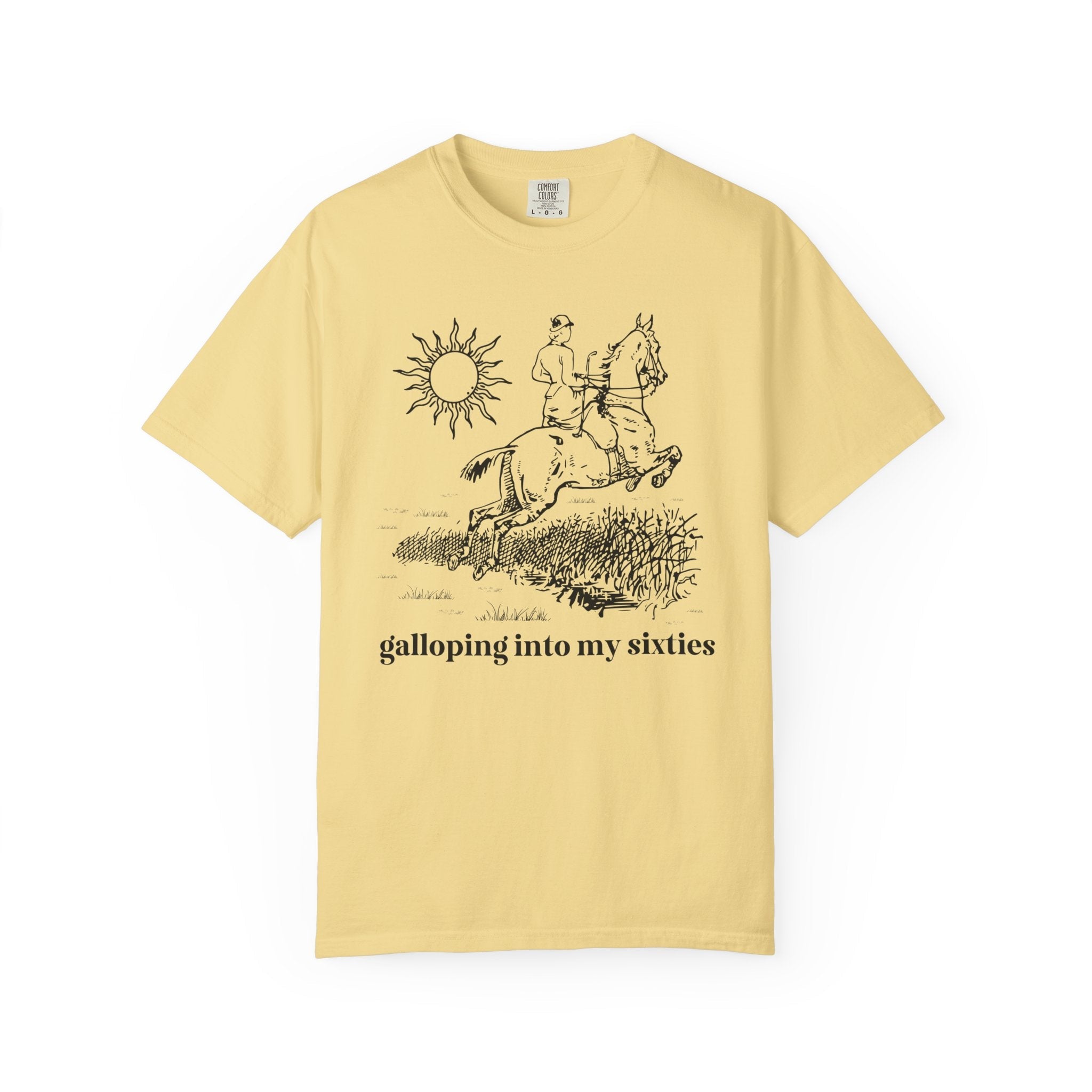 Funny Birthday Tee Shirt for Friend or Family Member Starting a New Decade: Galloping Into My Twenties to Nineties, Silly Horse Lover Tee - Opal and June