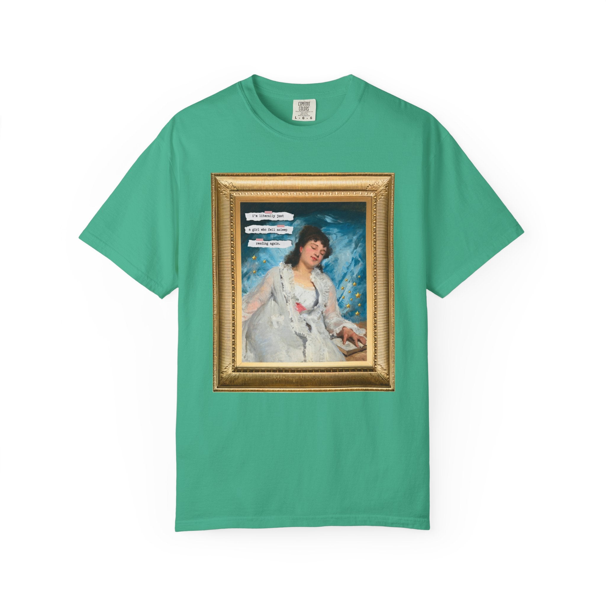 Funny Book Lover Art History Tee Shirt: Literally Just a Girl Who Fell Asleep Reading Again, Funny Saying Bookish Tee Shirt, Romance Reader - Opal and June