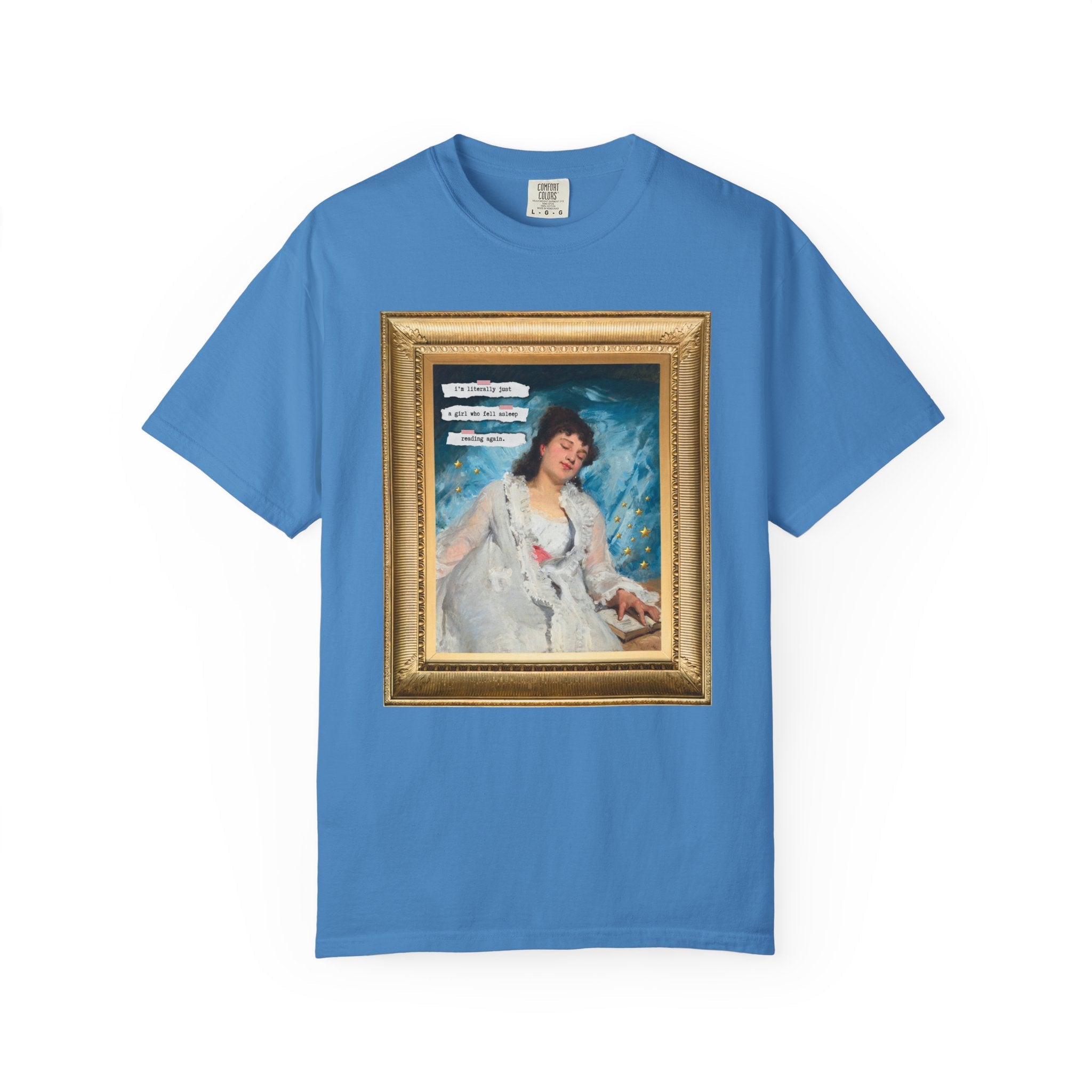 Funny Book Lover Art History Tee Shirt: Literally Just a Girl Who Fell Asleep Reading Again, Funny Saying Bookish Tee Shirt, Romance Reader - Opal and June