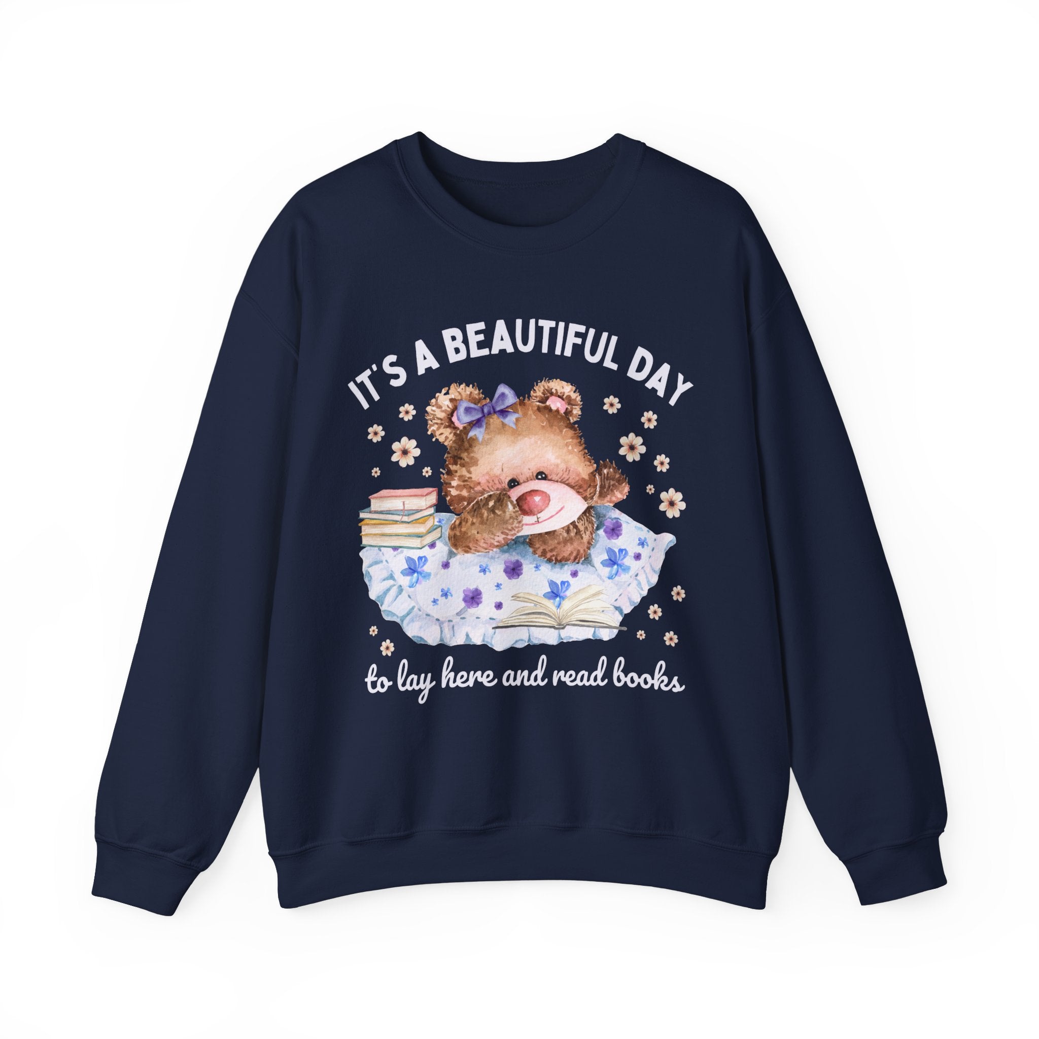 Funny Bookish Sweatshirt with Cottagecore Bear - Opal and June