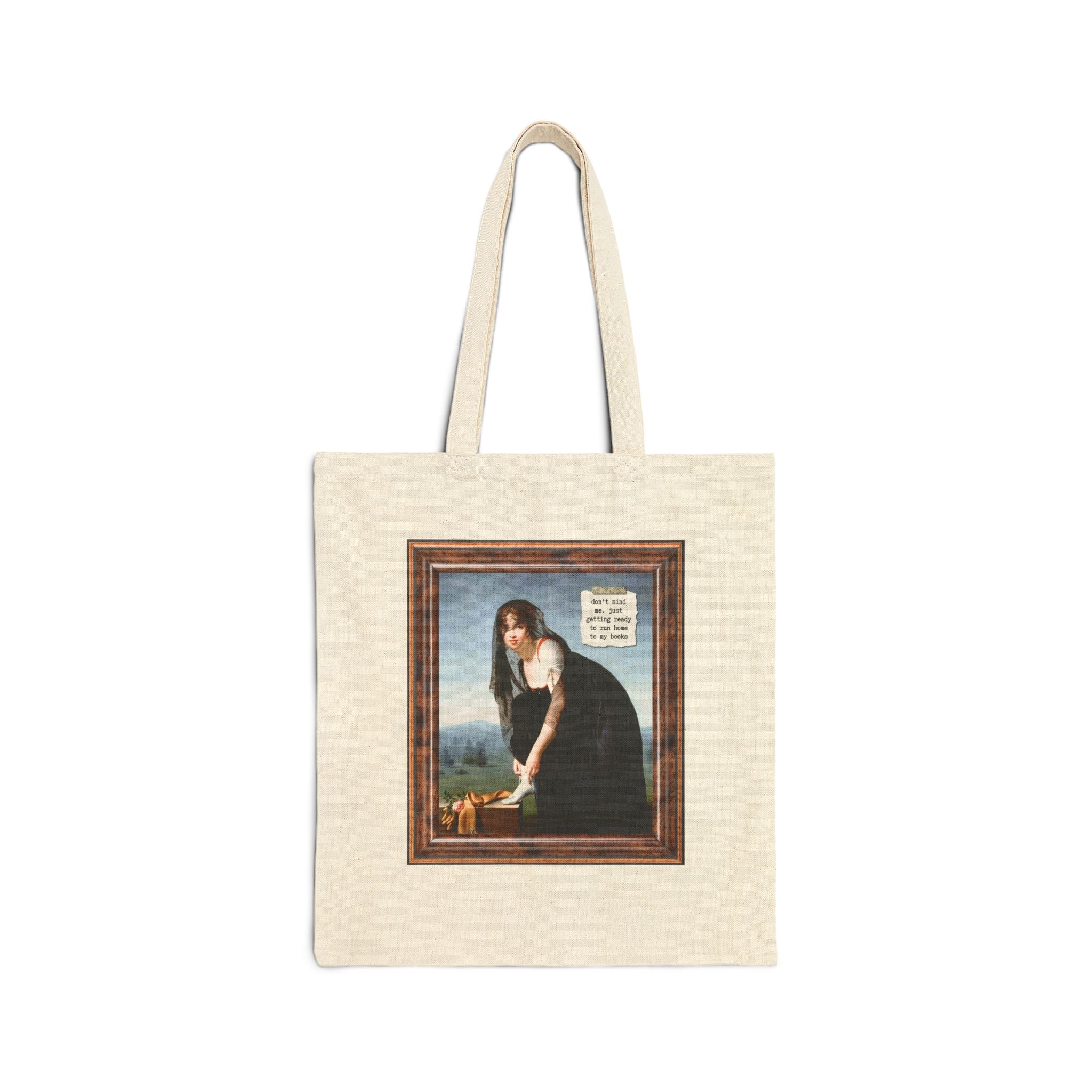 Funny Bookish Tote Bag for Bookworm Who Loves Art History: About to Run Home To My Books, Romance Reader, Romantasy Reader, Reading Teacher - Opal and June