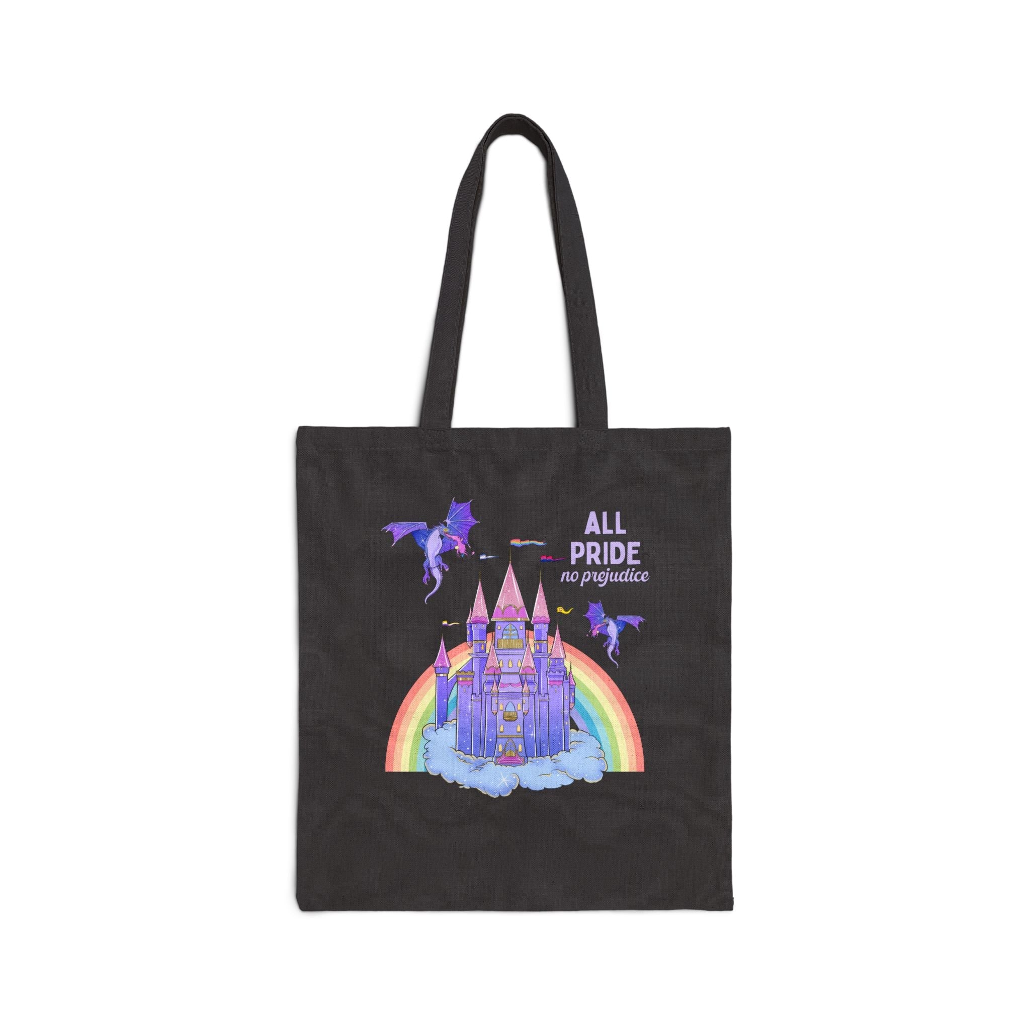 Funny Bookish Tote Bag with Castle: All Pride No Prejudice - Opal and June
